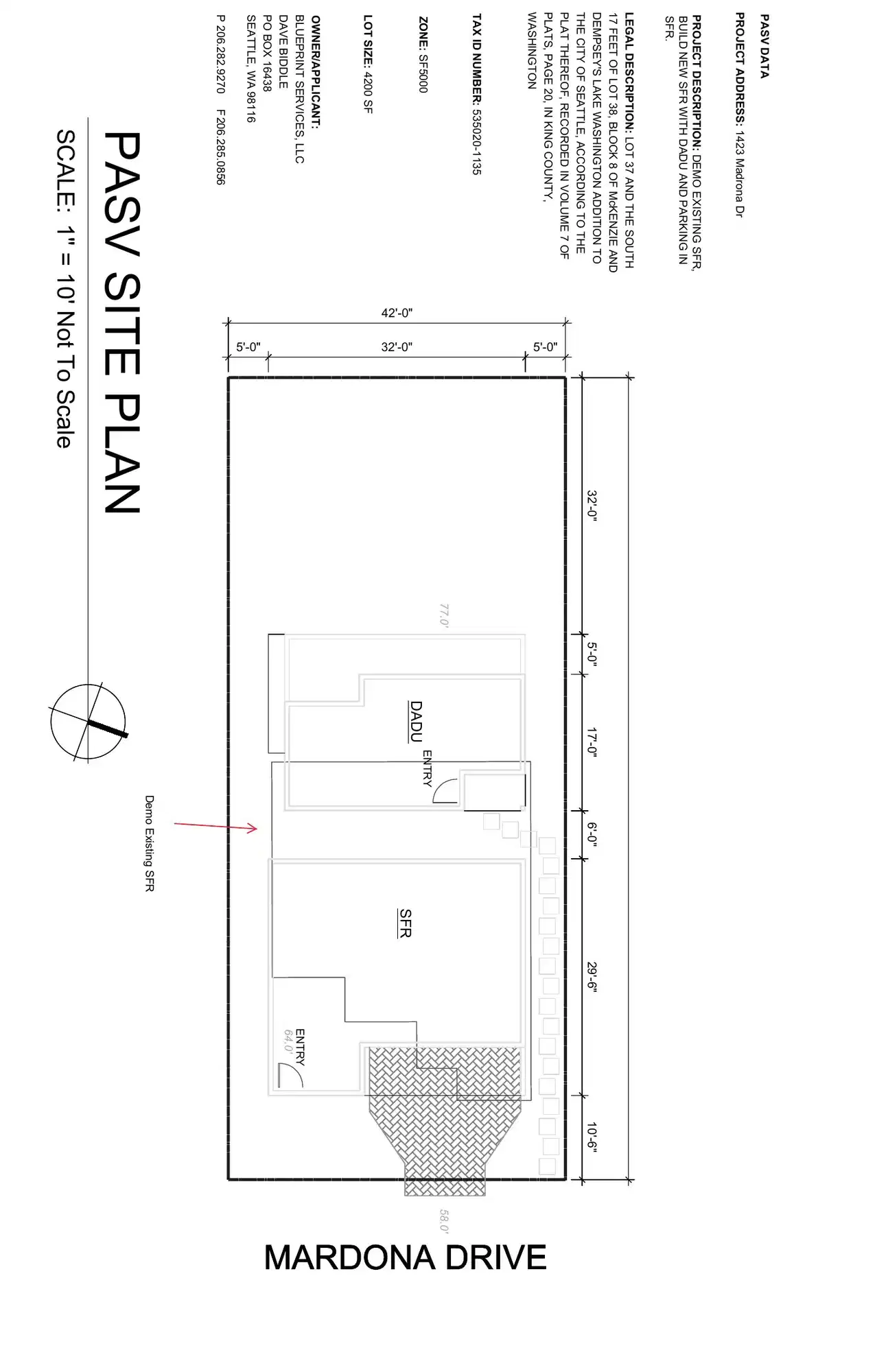 Site plan for 1423 Madrona Dr