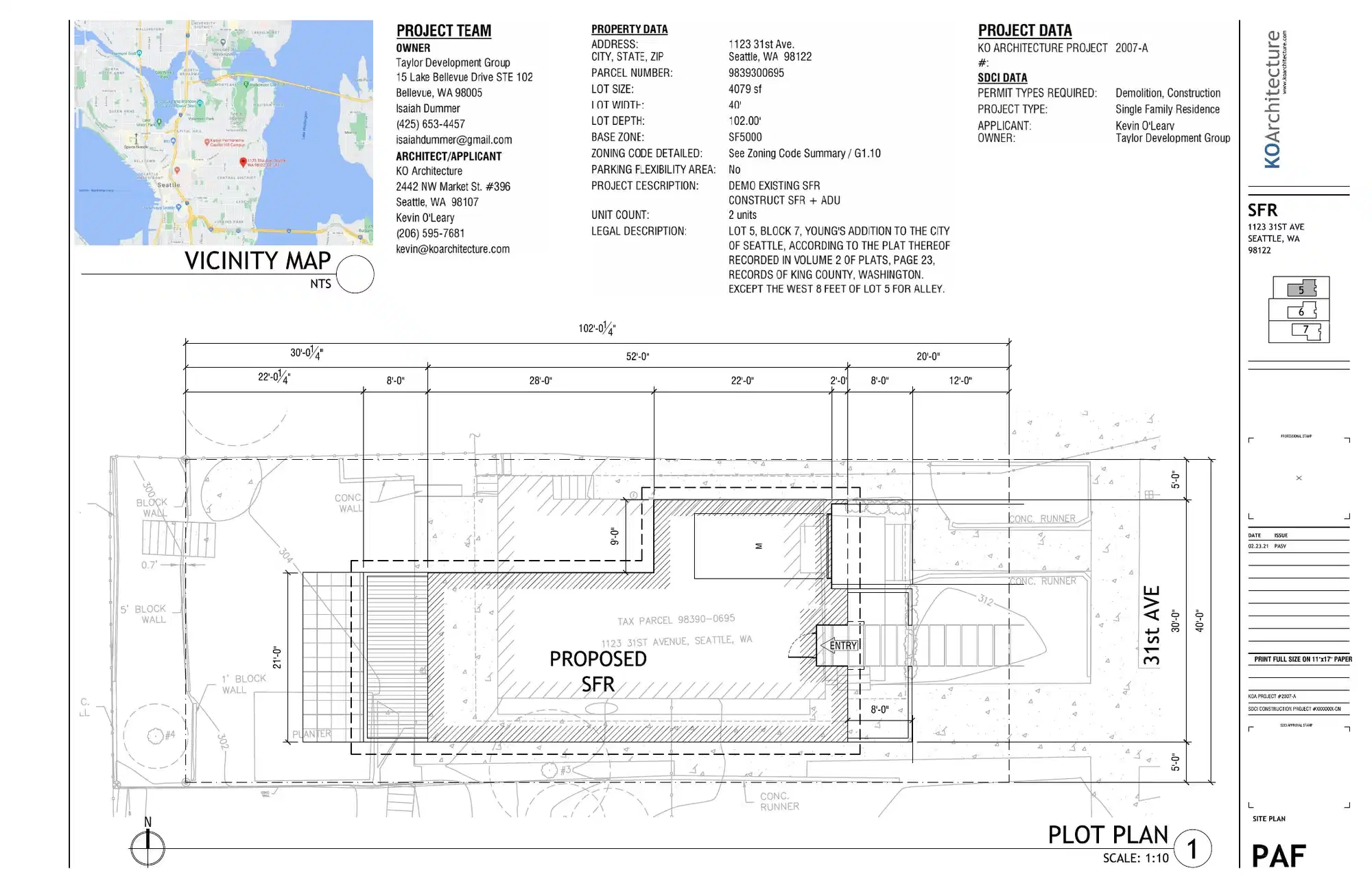 Site plan for 1123 31st Ave