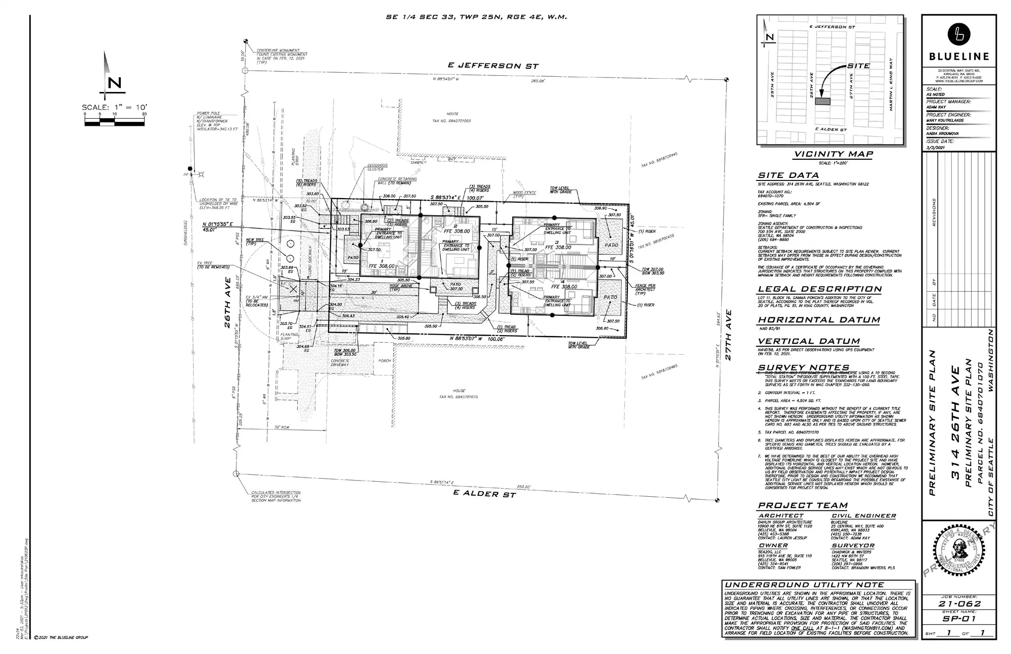 Site plan for 314 A 26th Ave