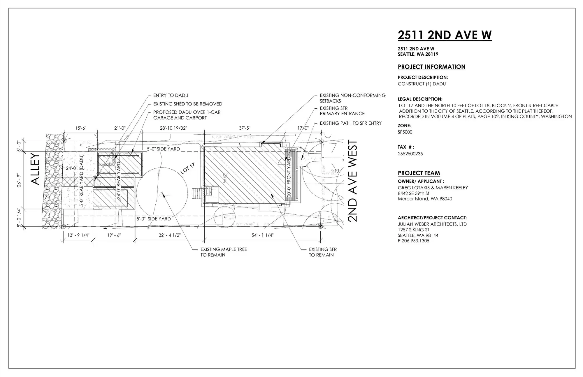 Site plan for 2509 2nd Ave W
