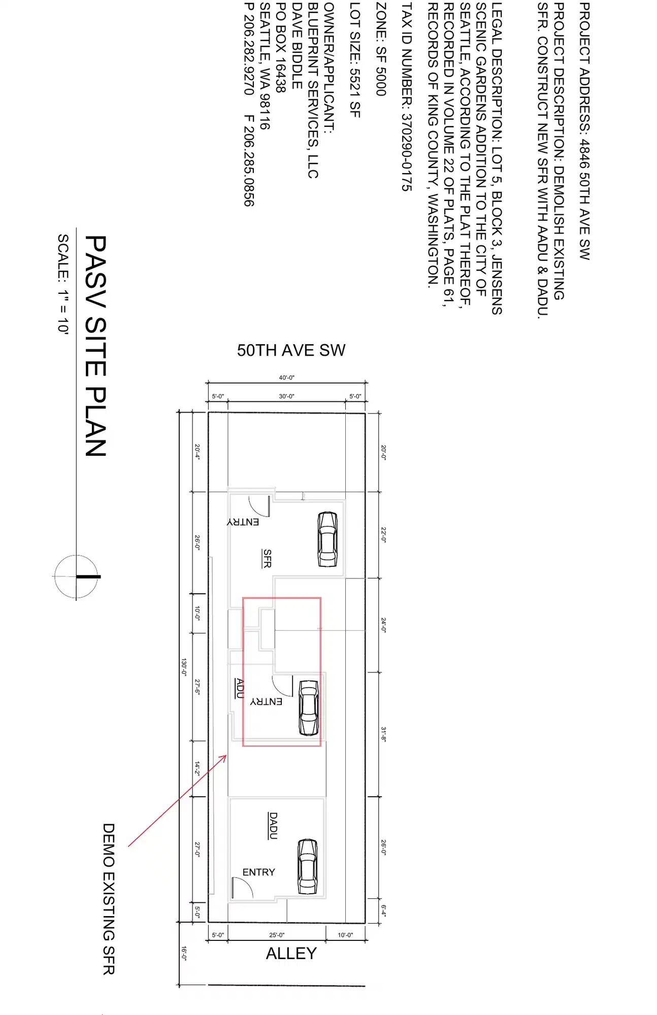 Site plan for 4846 50th Ave SW
