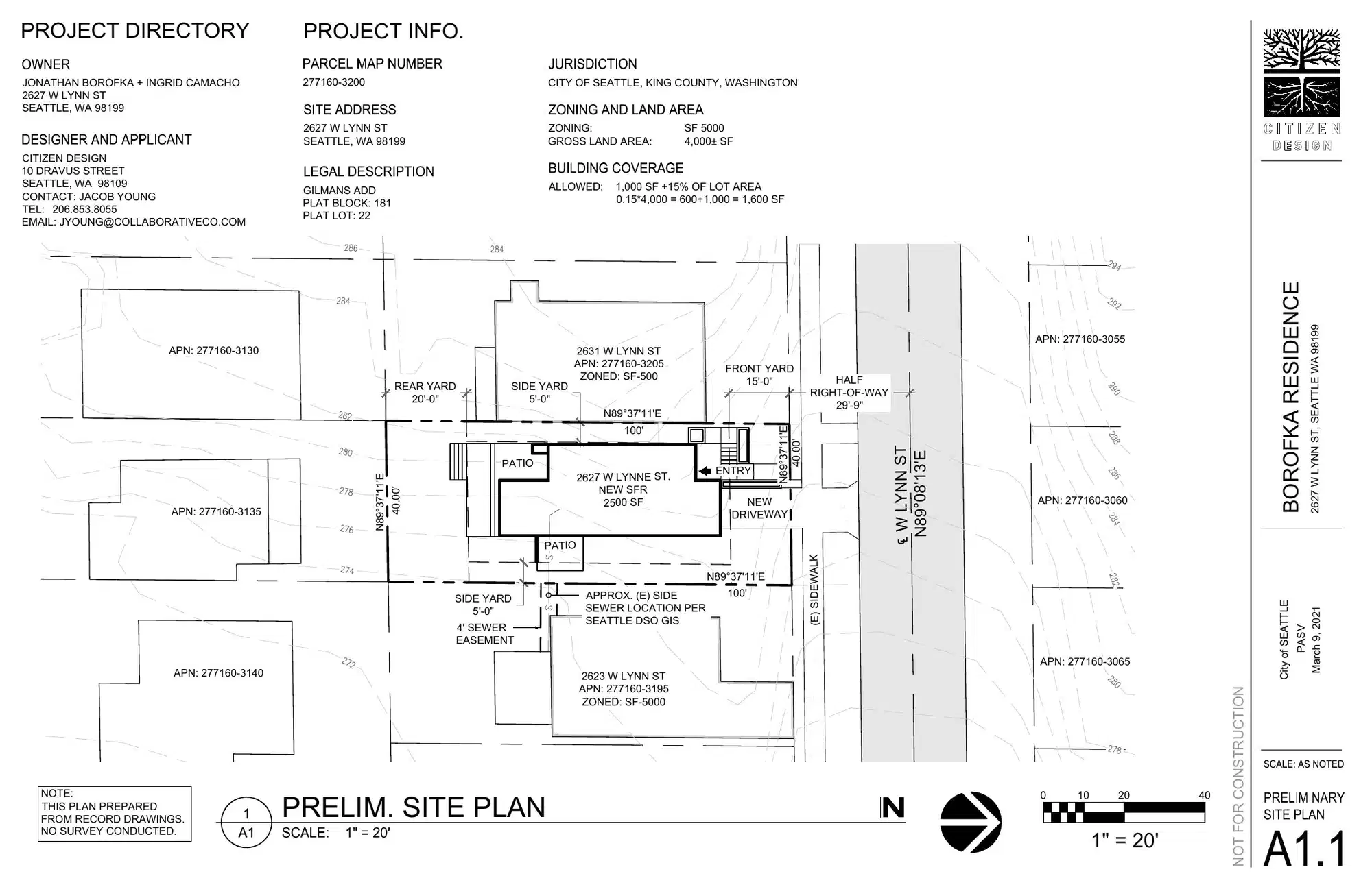Site plan for 2627 W Lynn St