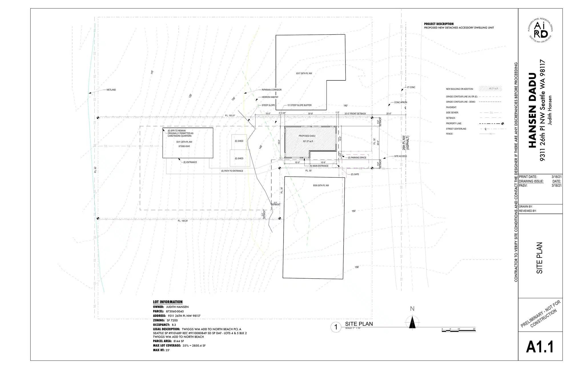 Site plan for 9311 26th Pl NW