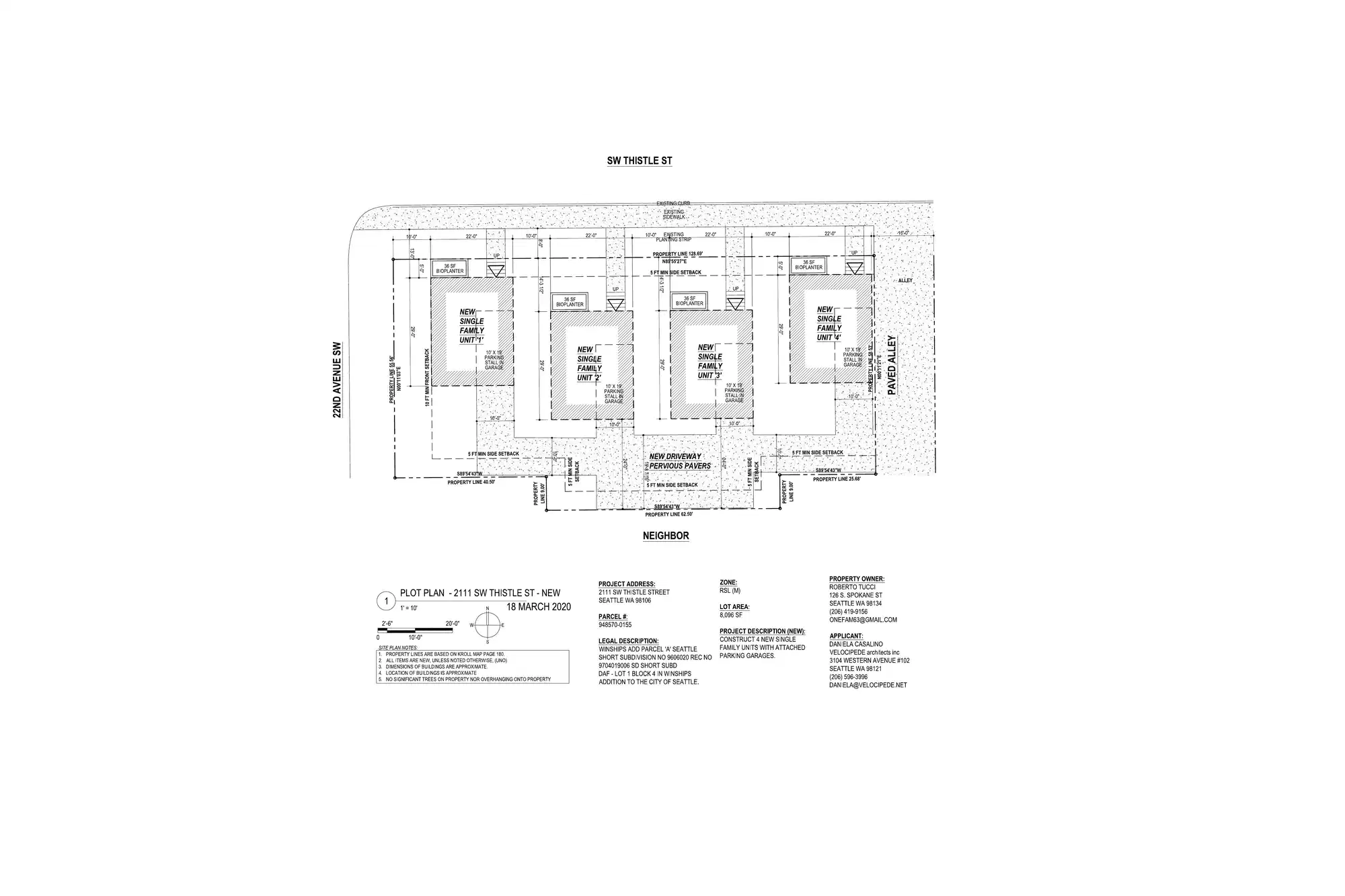 Site plan for 2115 SW Thistle St
