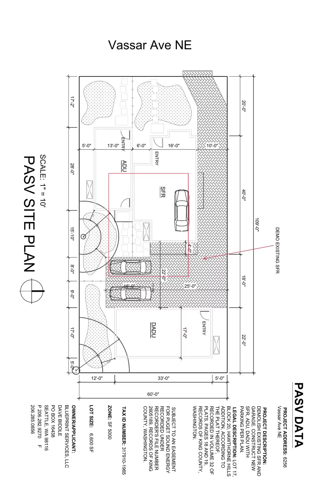 Site plan for 6256 Vassar Ave NE
