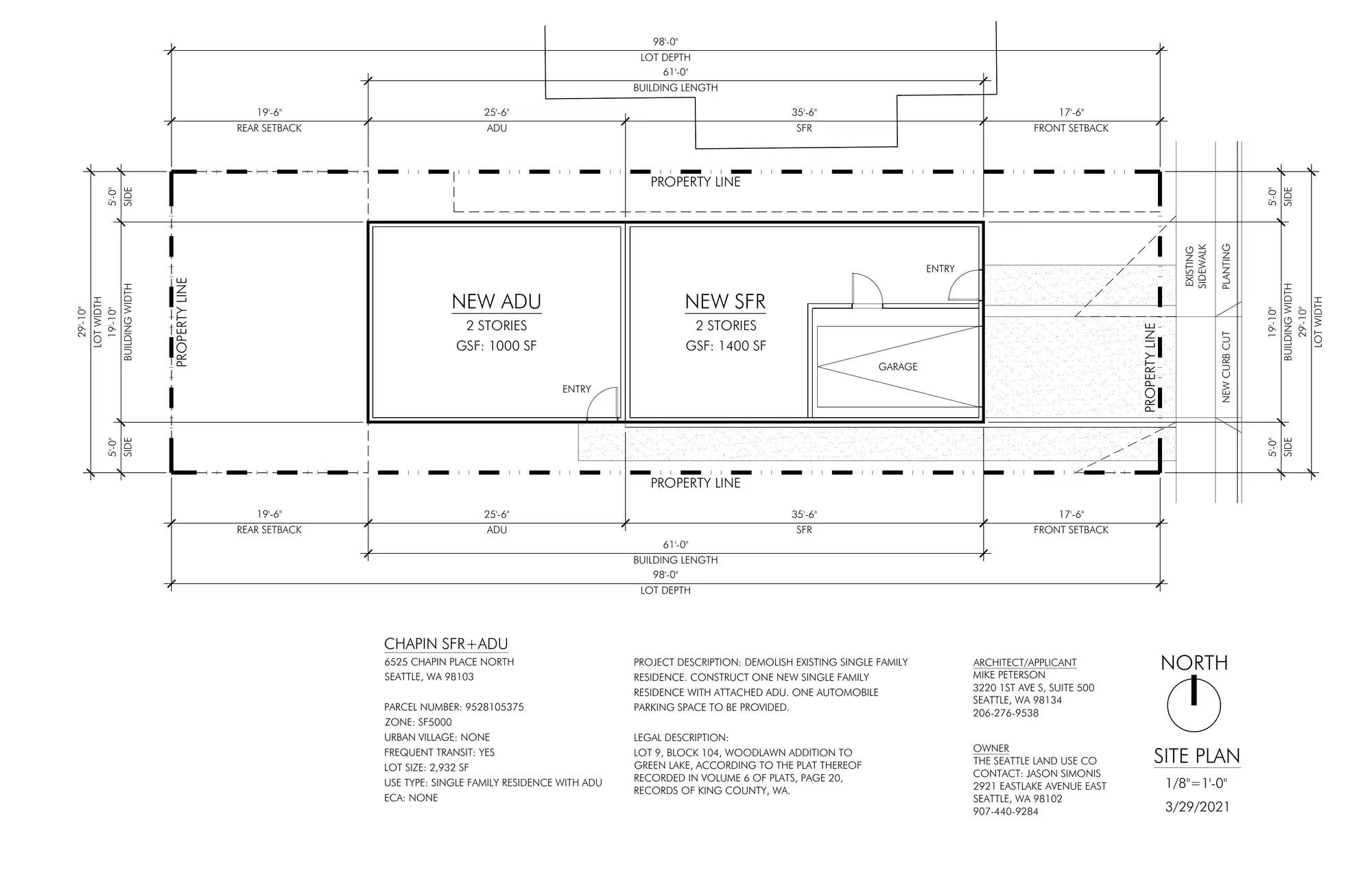 Site plan for 6525 Chapin Pl N