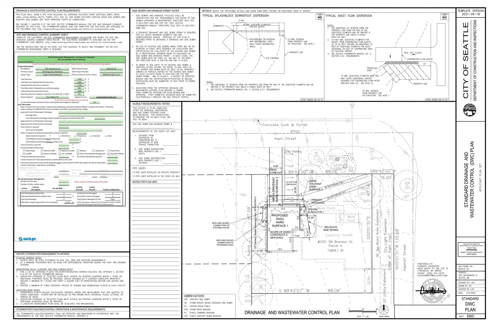Site plan for 1501 SW Brandon St