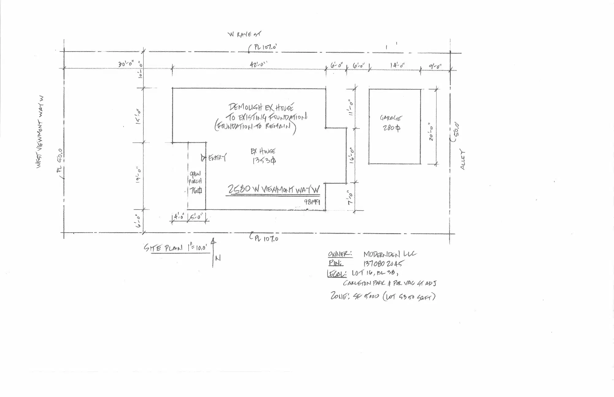 Site plan for 4023 W Raye St