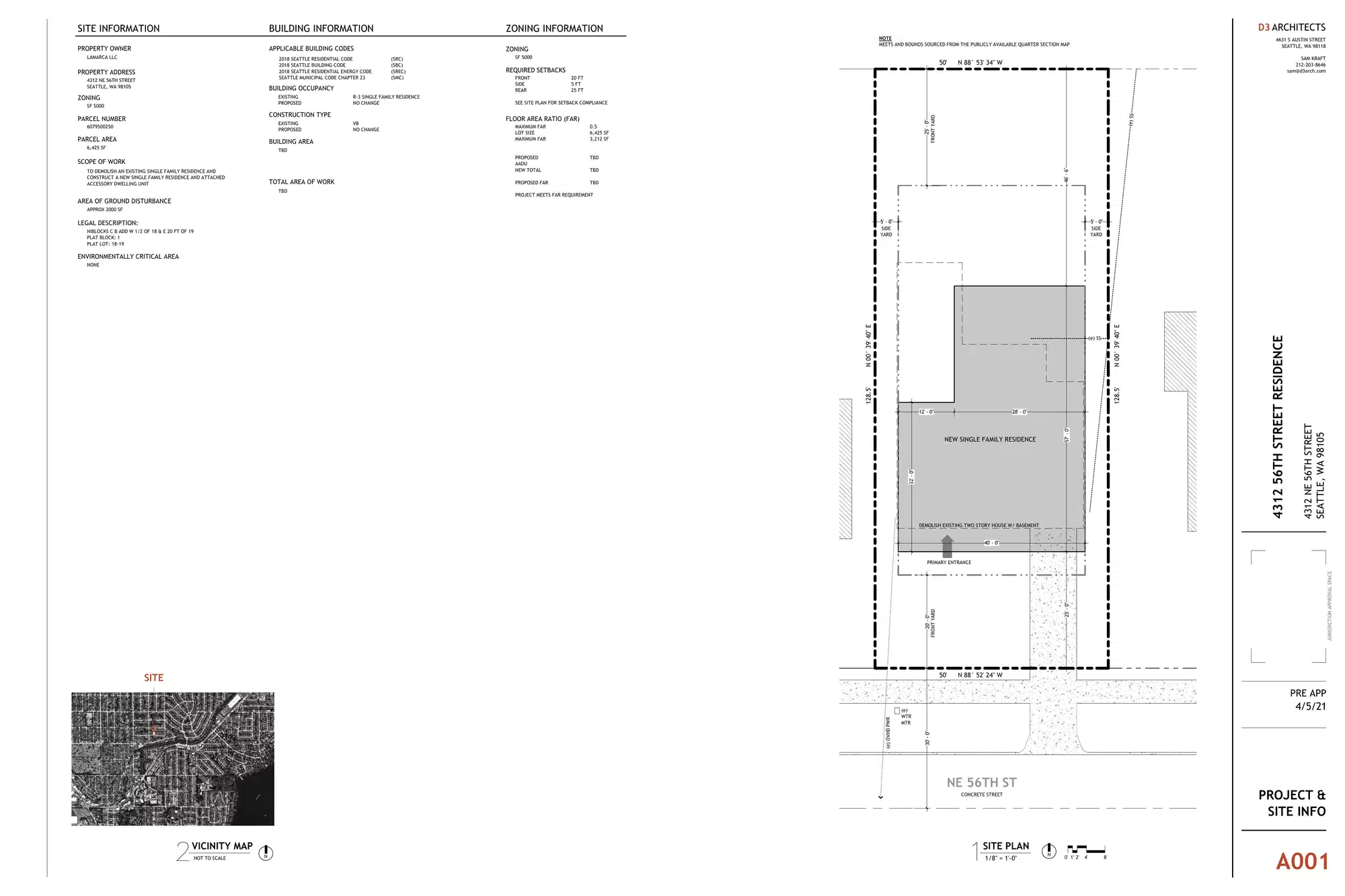 Site plan for 4312 NE 56th St