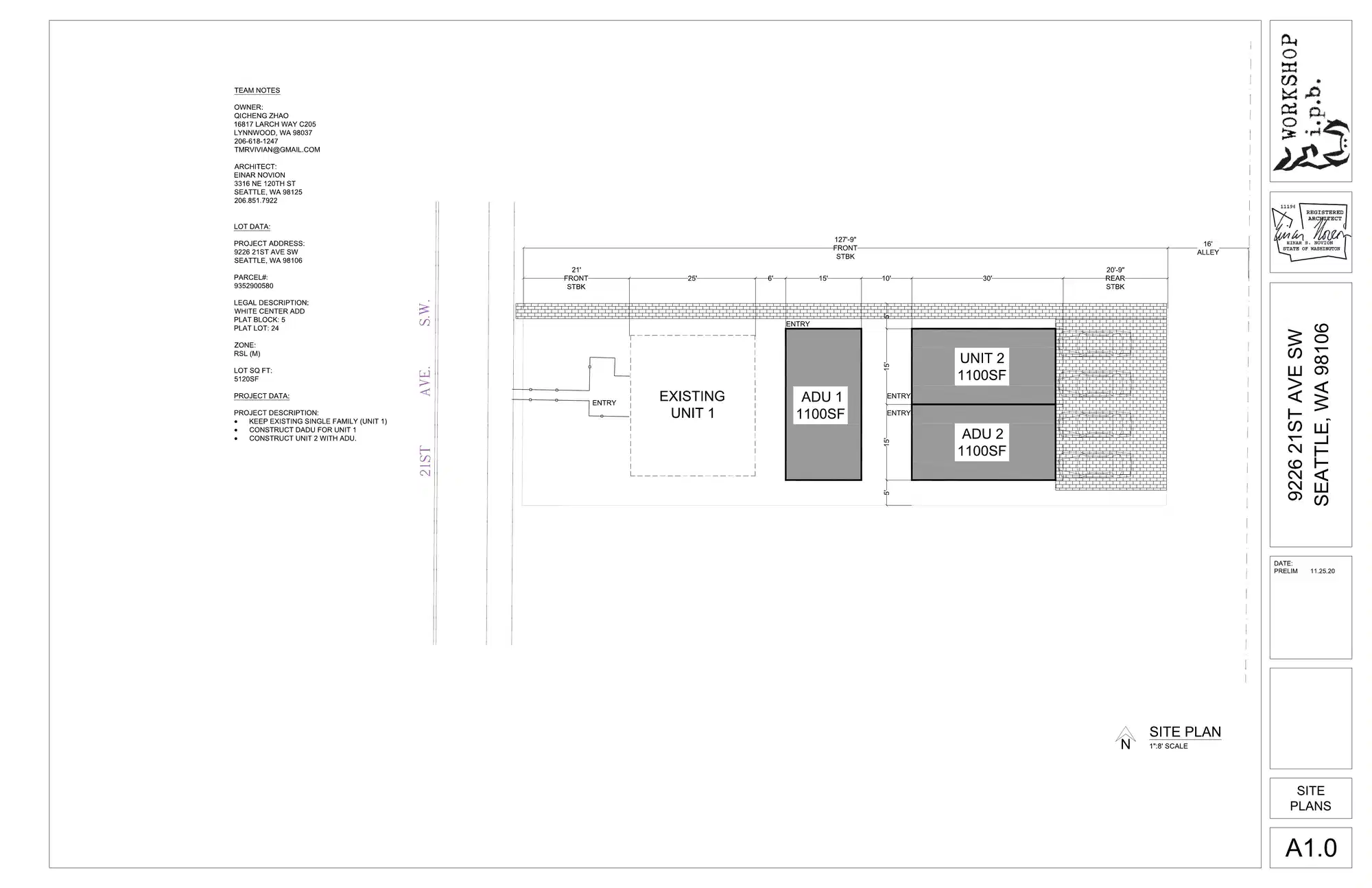 Site plan for 9228 21st Ave SW