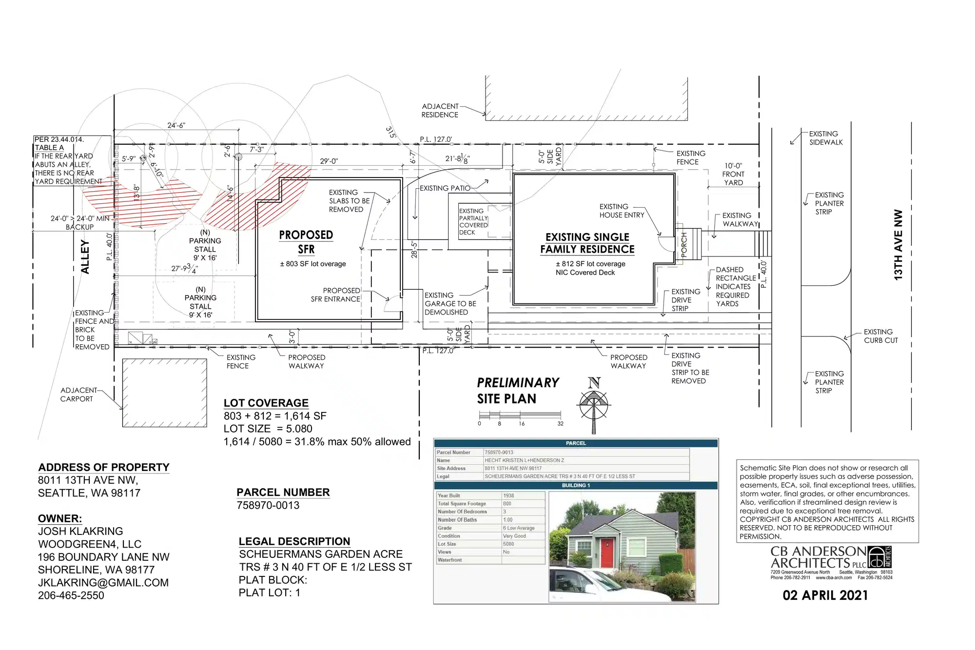 Site plan for 8011 13th Ave NW
