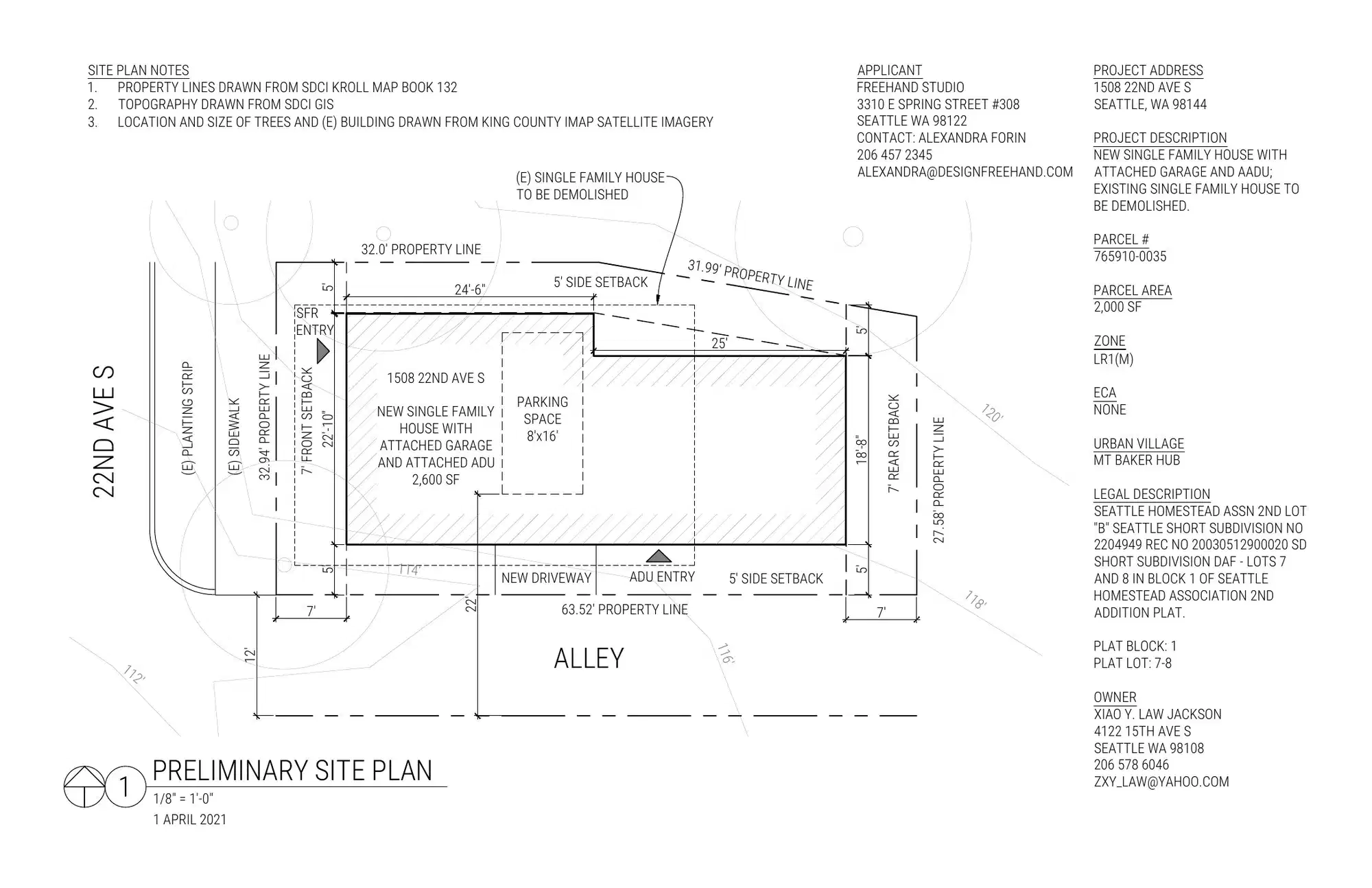 Site plan for 1508 22nd Ave S