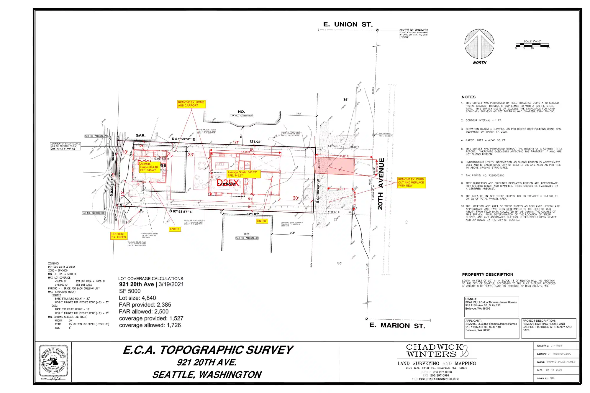 Site plan for 921 20th Ave