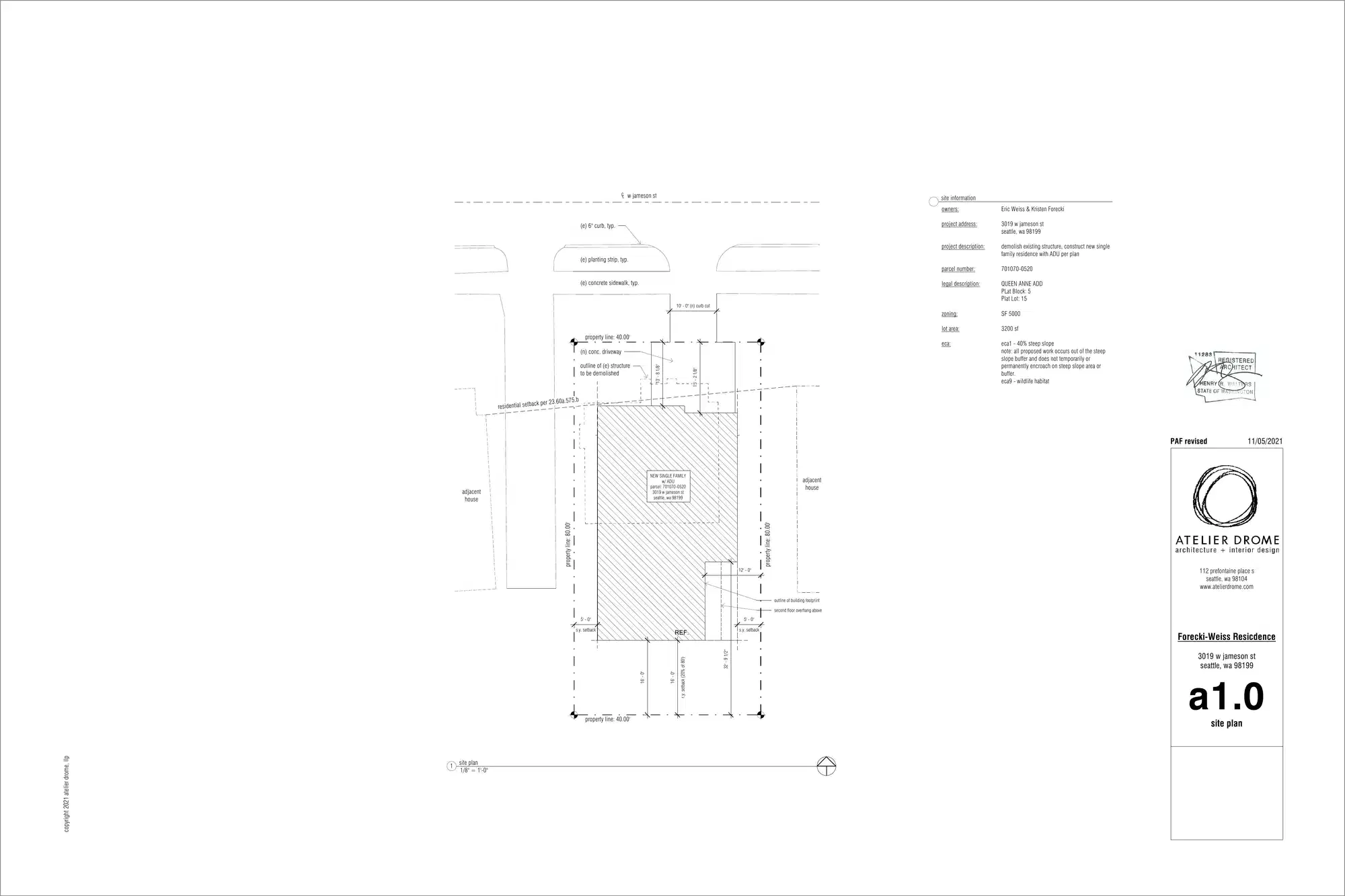 Site plan for 3019 W Jameson St