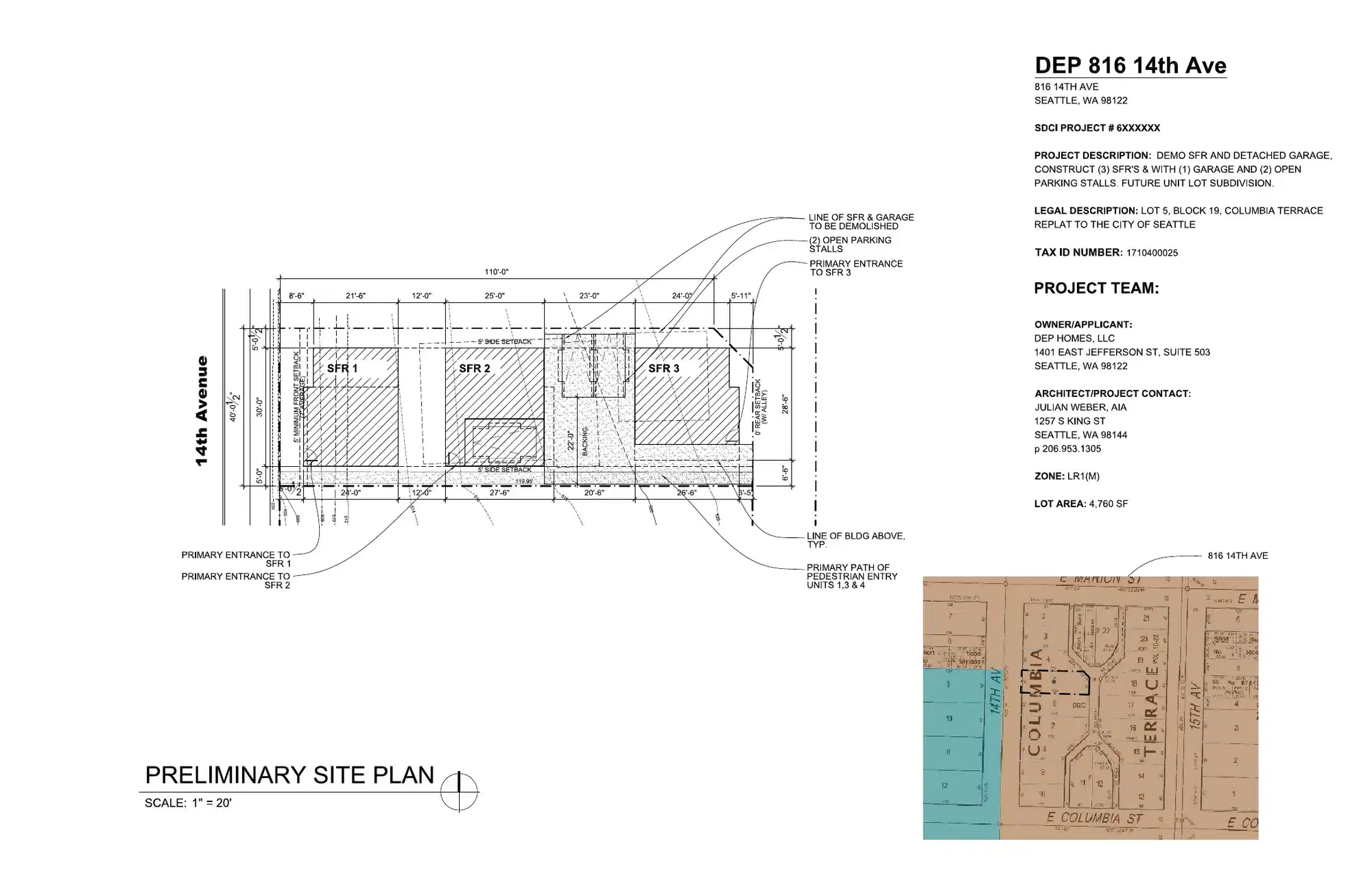 Site plan for 820 14th Ave