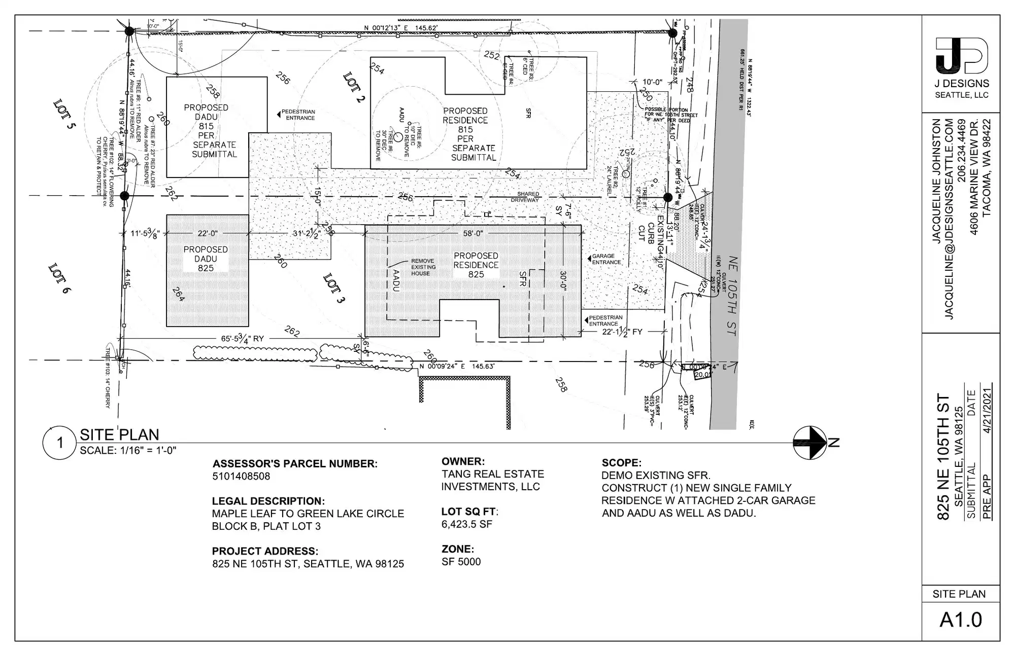 Site plan for 825 NE 105th St