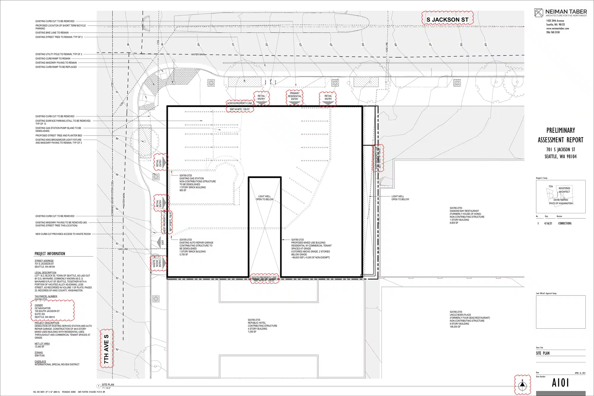 Site plan for 709 S Jackson St