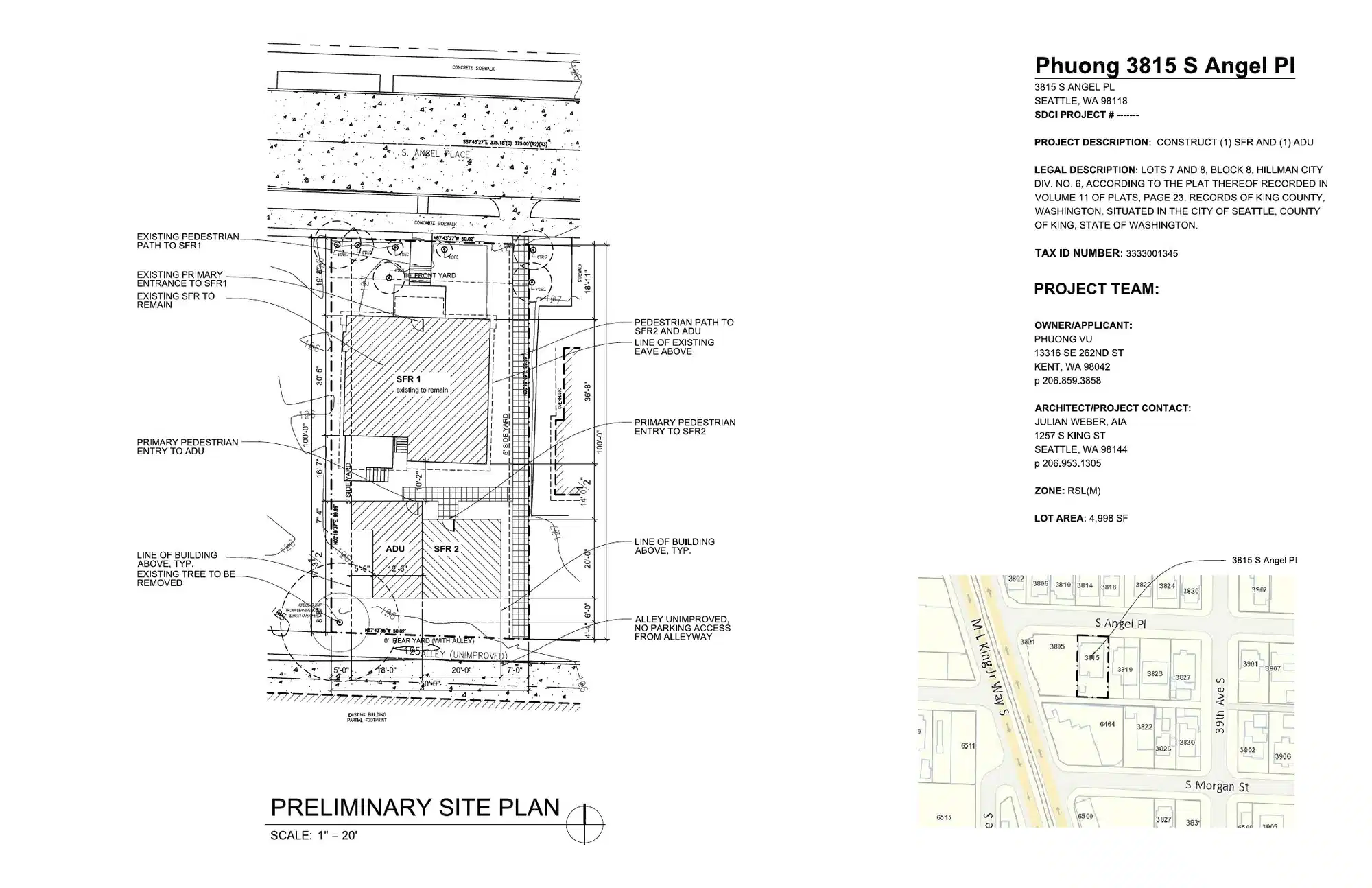 Site plan for 3817 S Angel Pl
