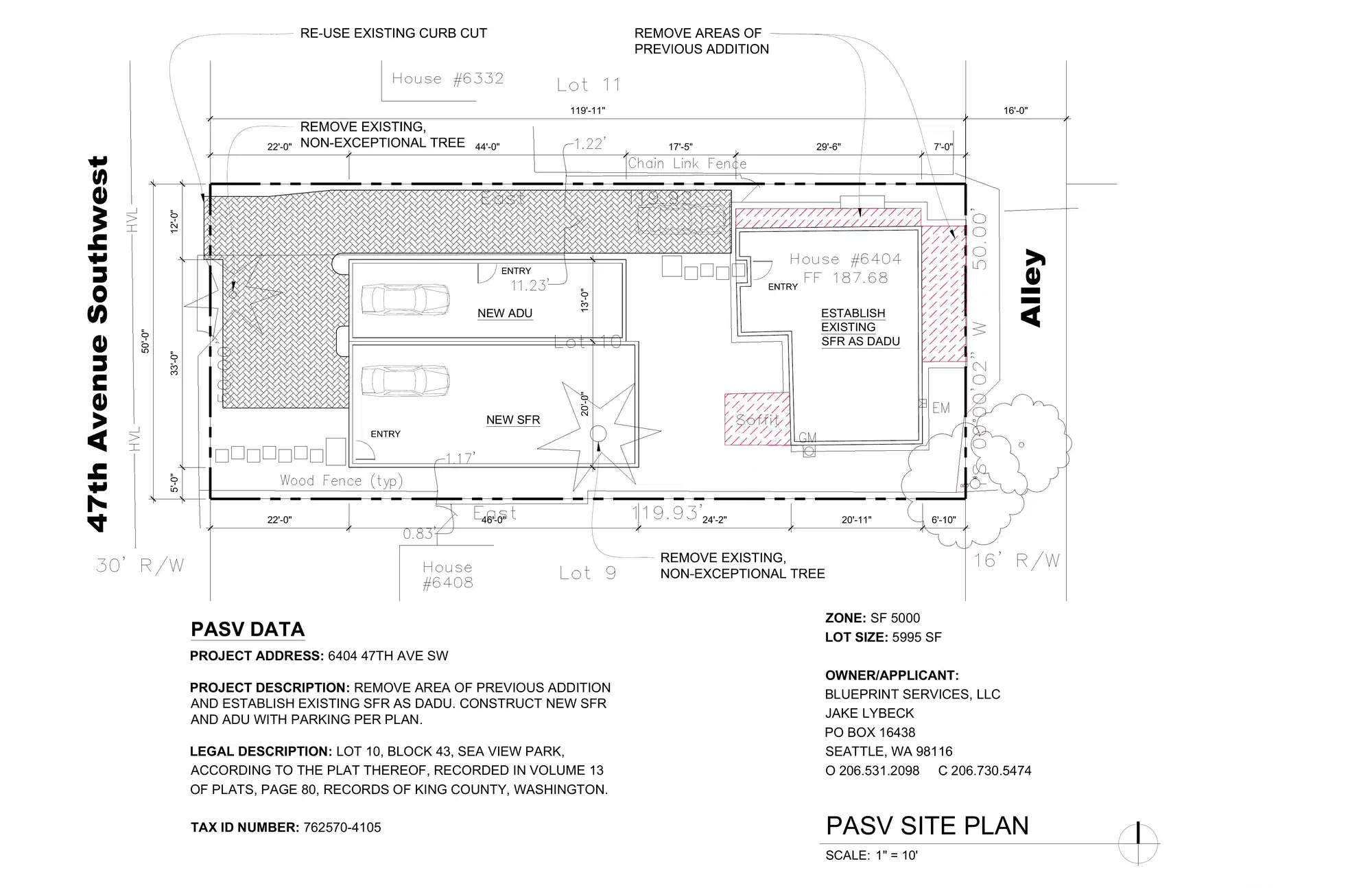 Site plan for 6406 47th Ave SW