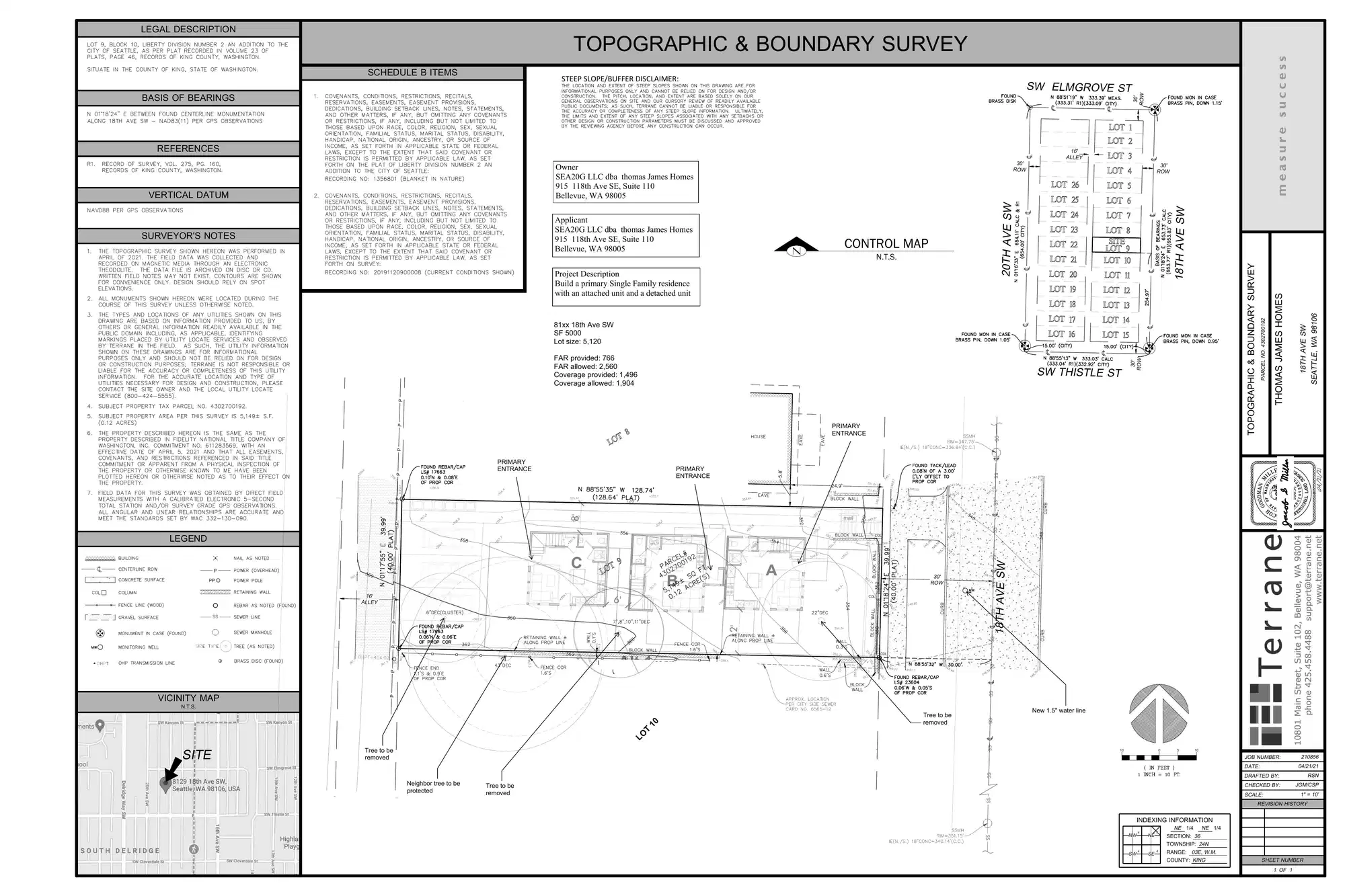 Site plan for 8133 18th Ave SW