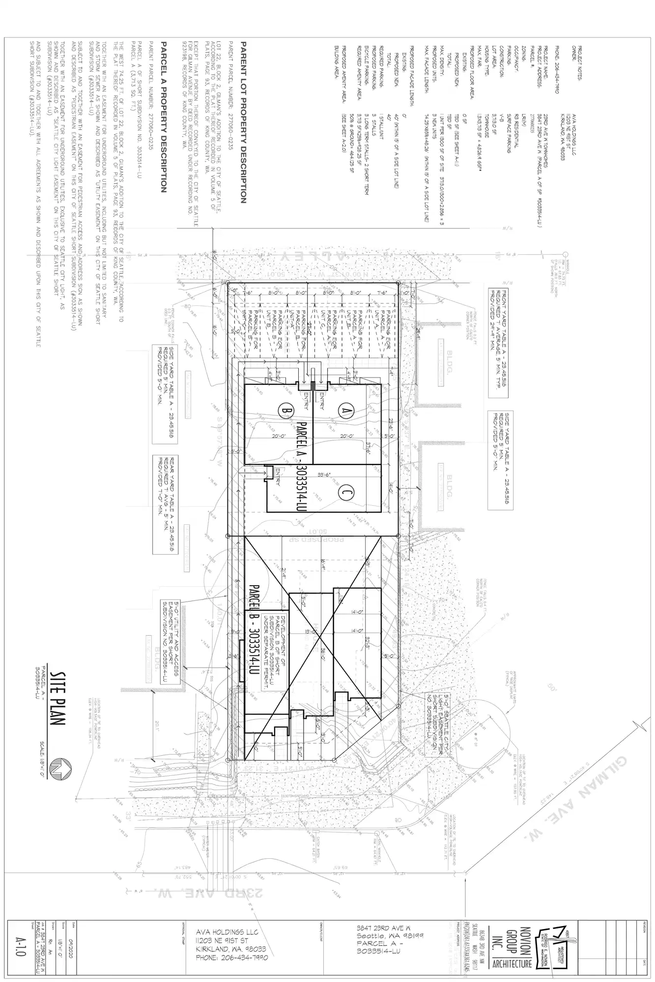 Site plan for 3845 23rd Ave W