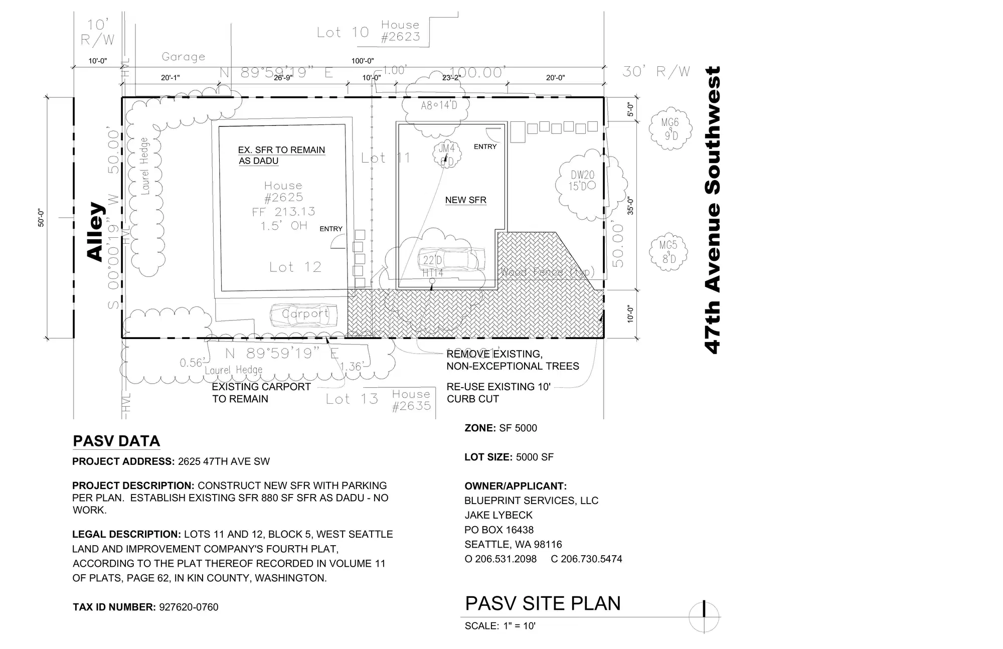 Site plan for 2625 47th Ave SW