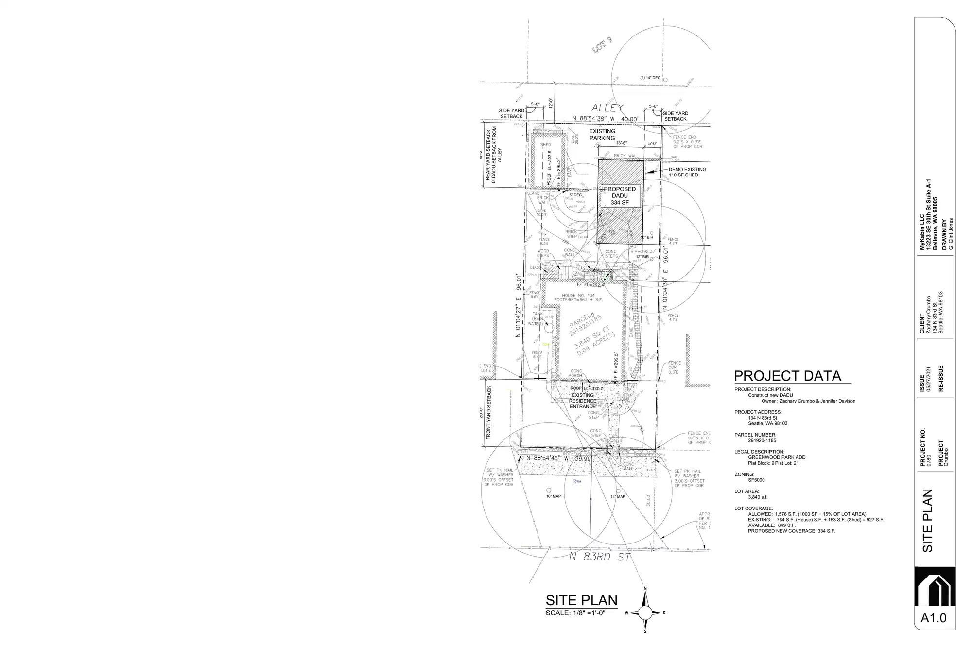 Site plan for 134 N 83rd St