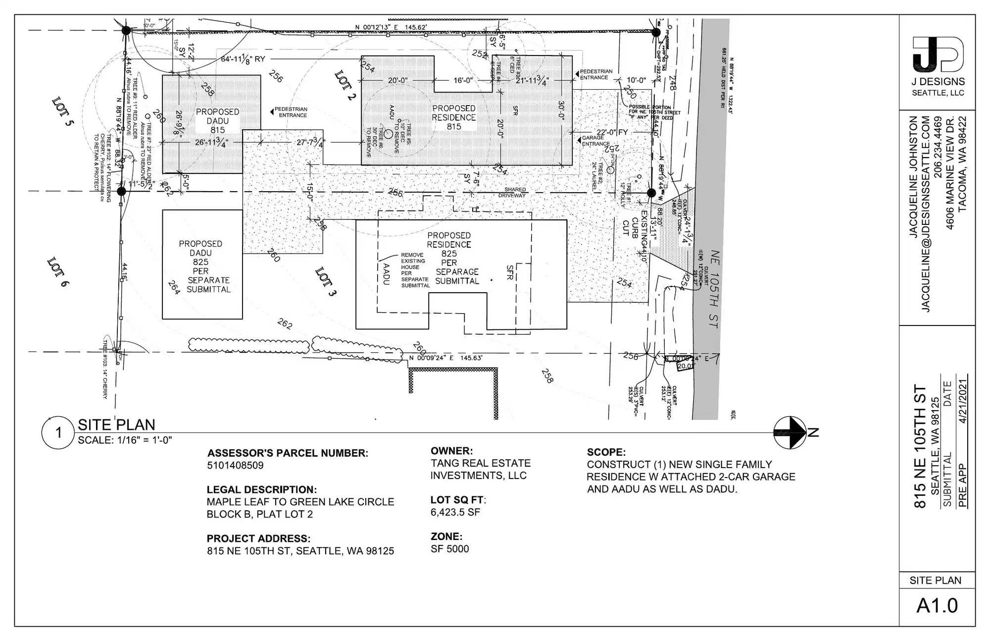 Site plan for 815 NE 105th St