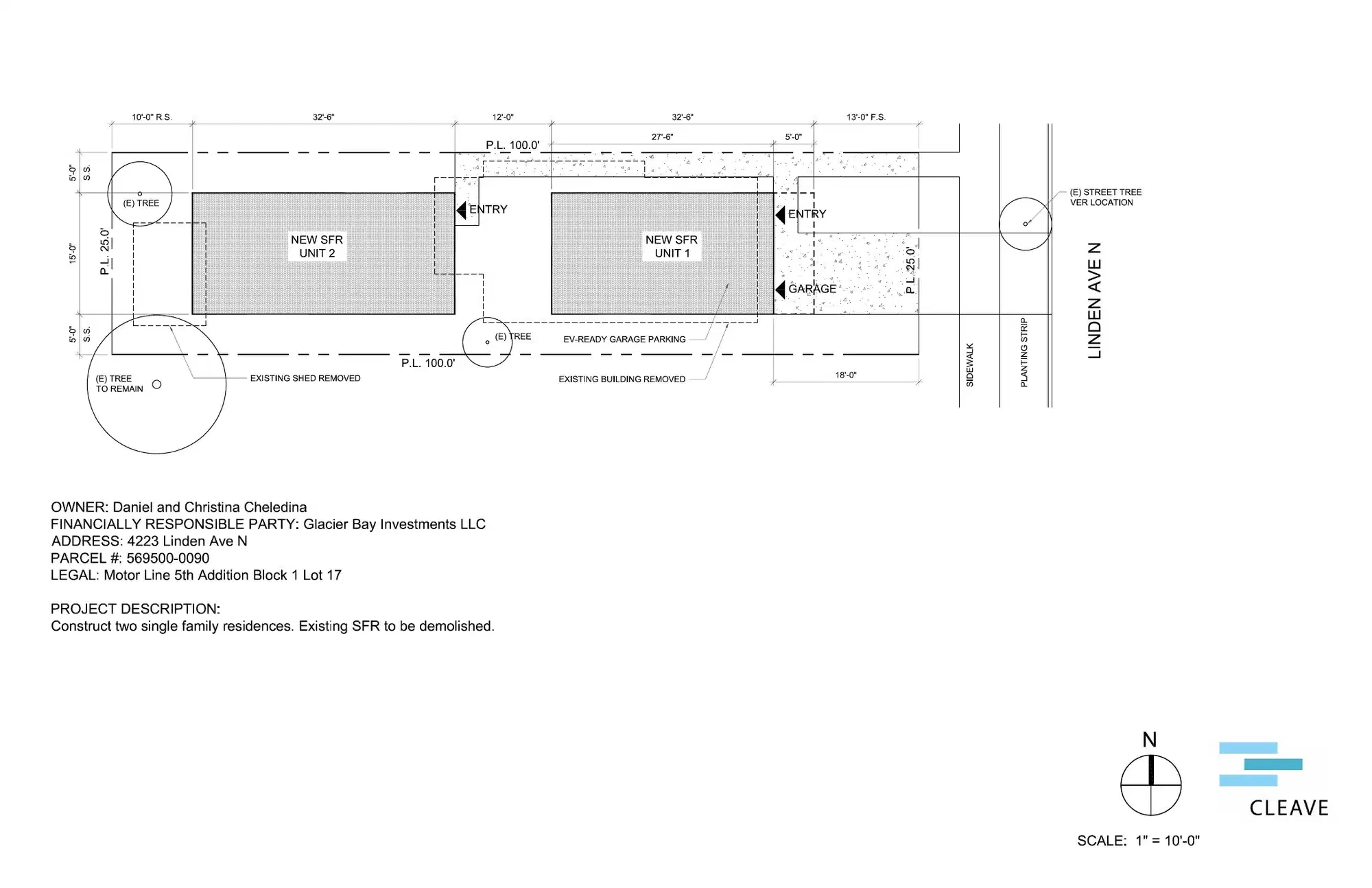 Site plan for 4223 B Linden Ave N
