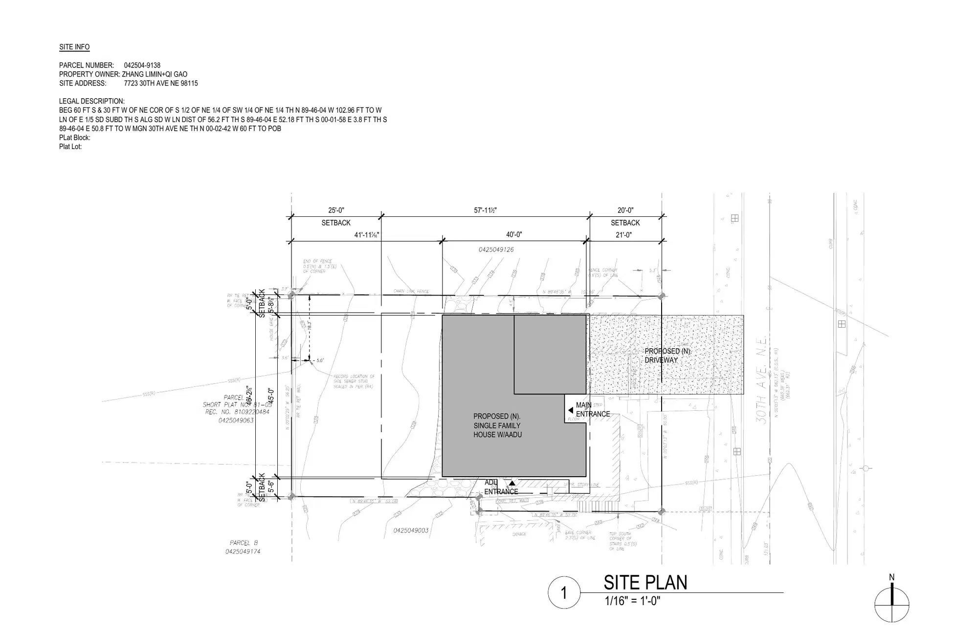Site plan for 7723 30th Ave NE