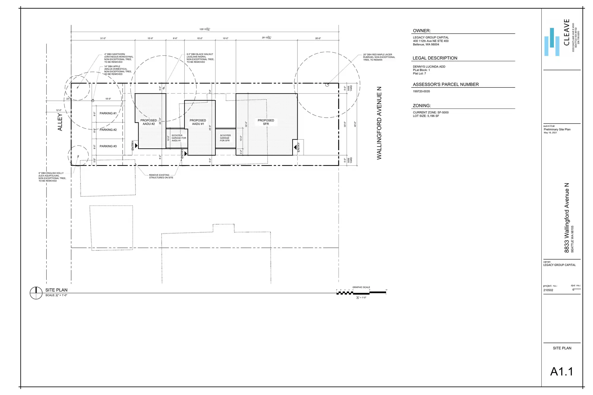 Site plan for 8833 Wallingford Ave N