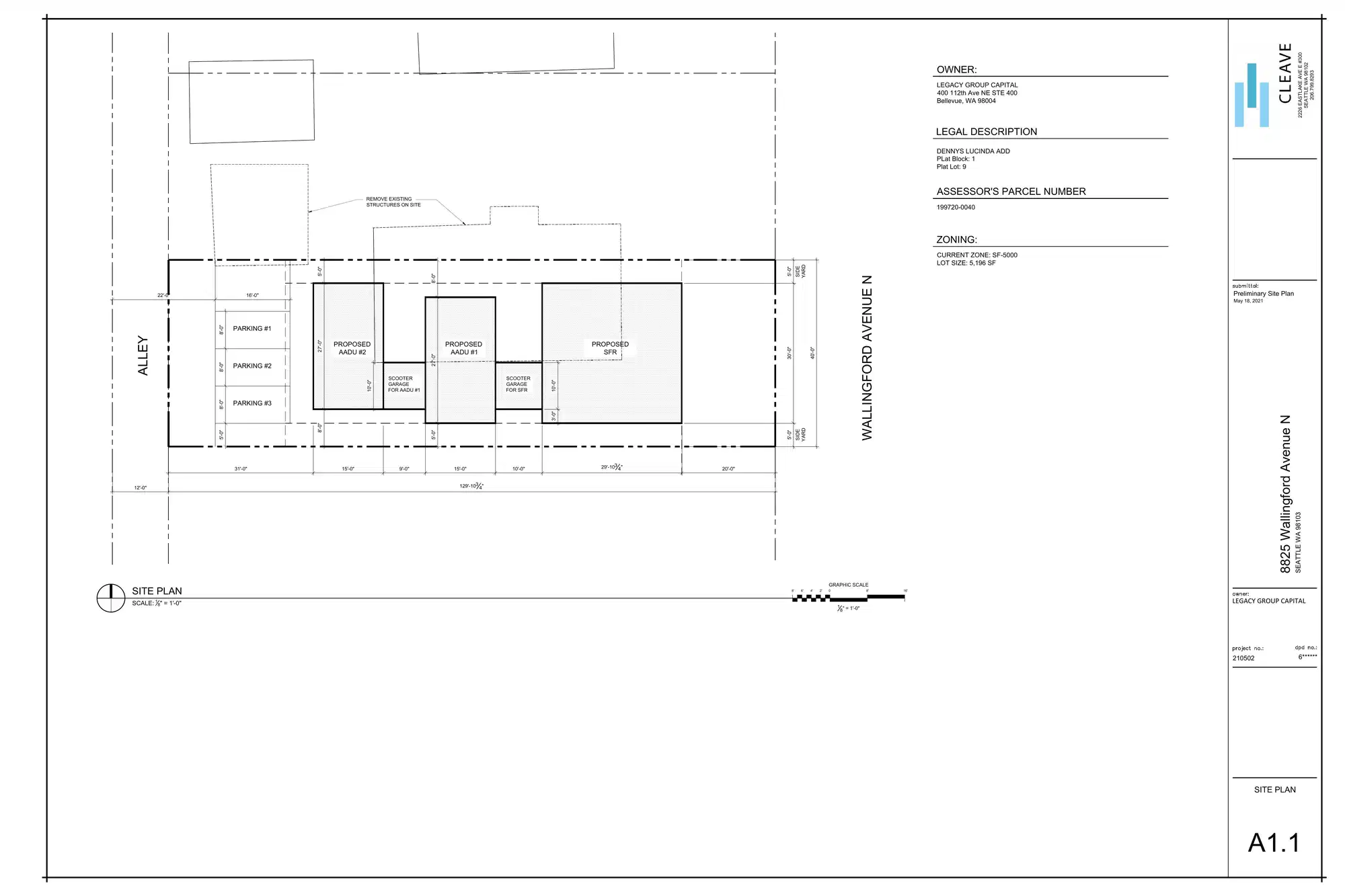 Site plan for 8825 Wallingford Ave N