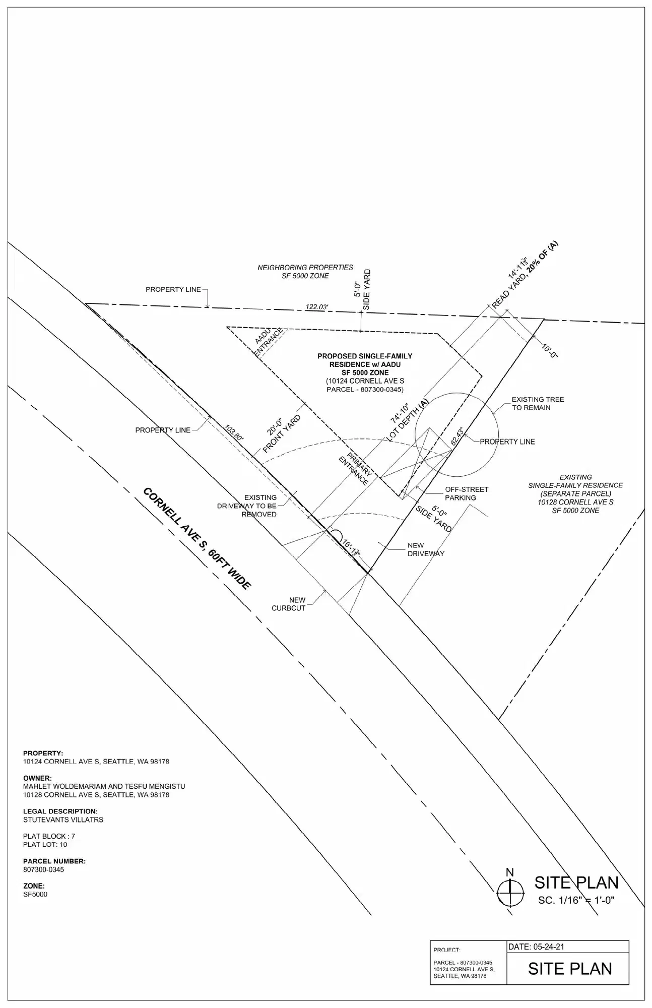 Site plan for 10124 Cornell Ave S