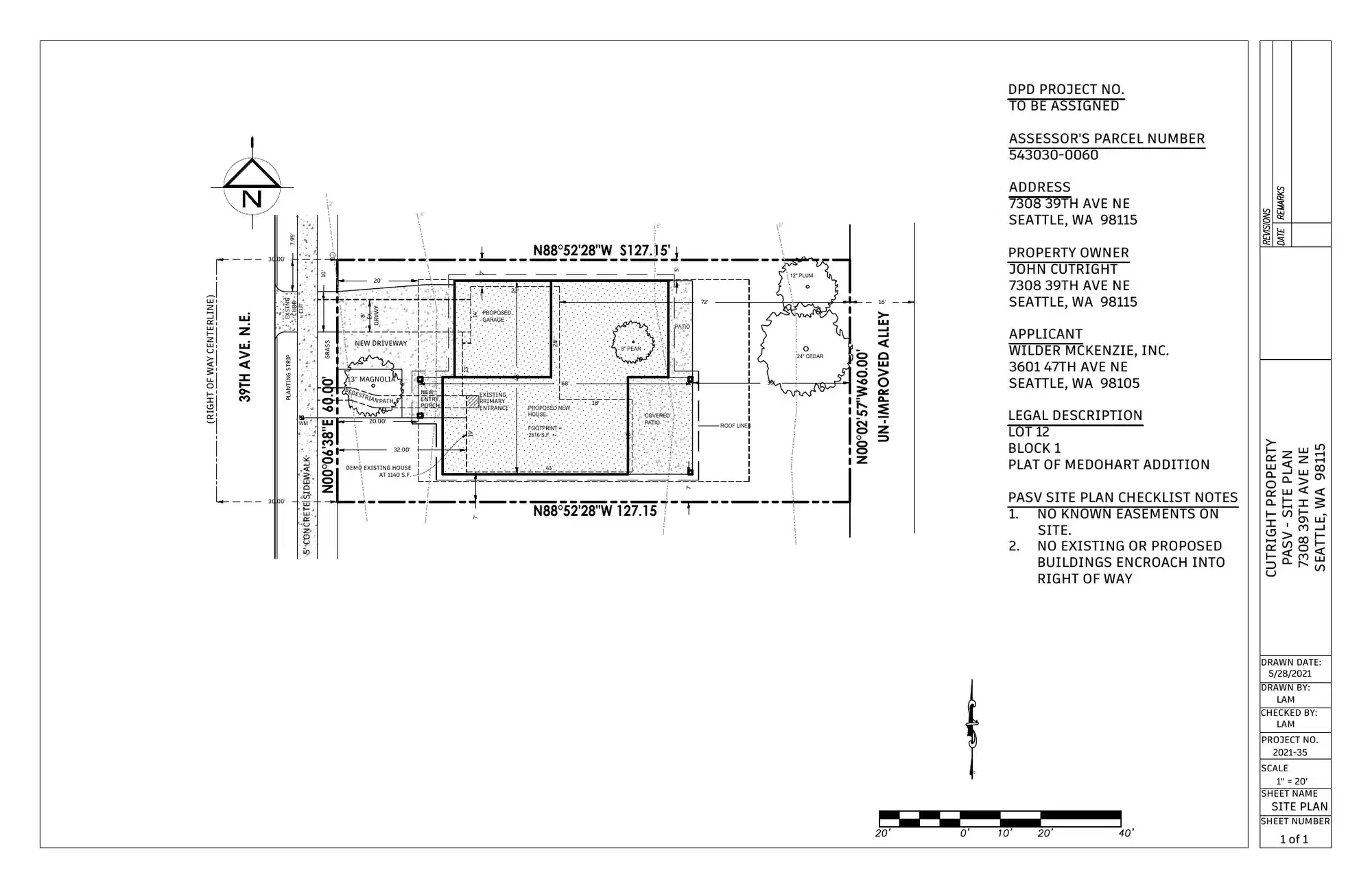 Site plan for 7308 39th Ave NE