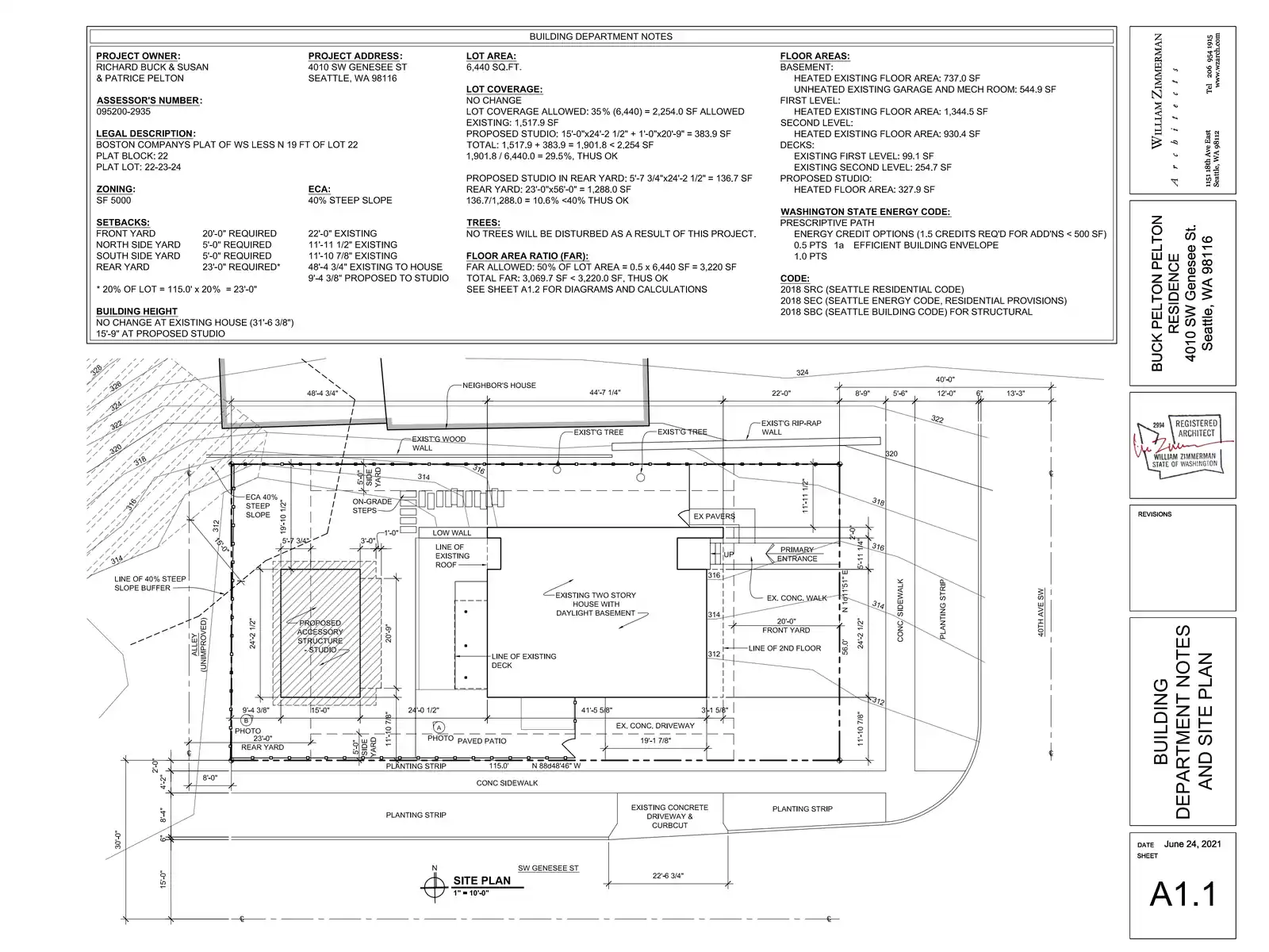 Site plan for 4010 SW Genesee St