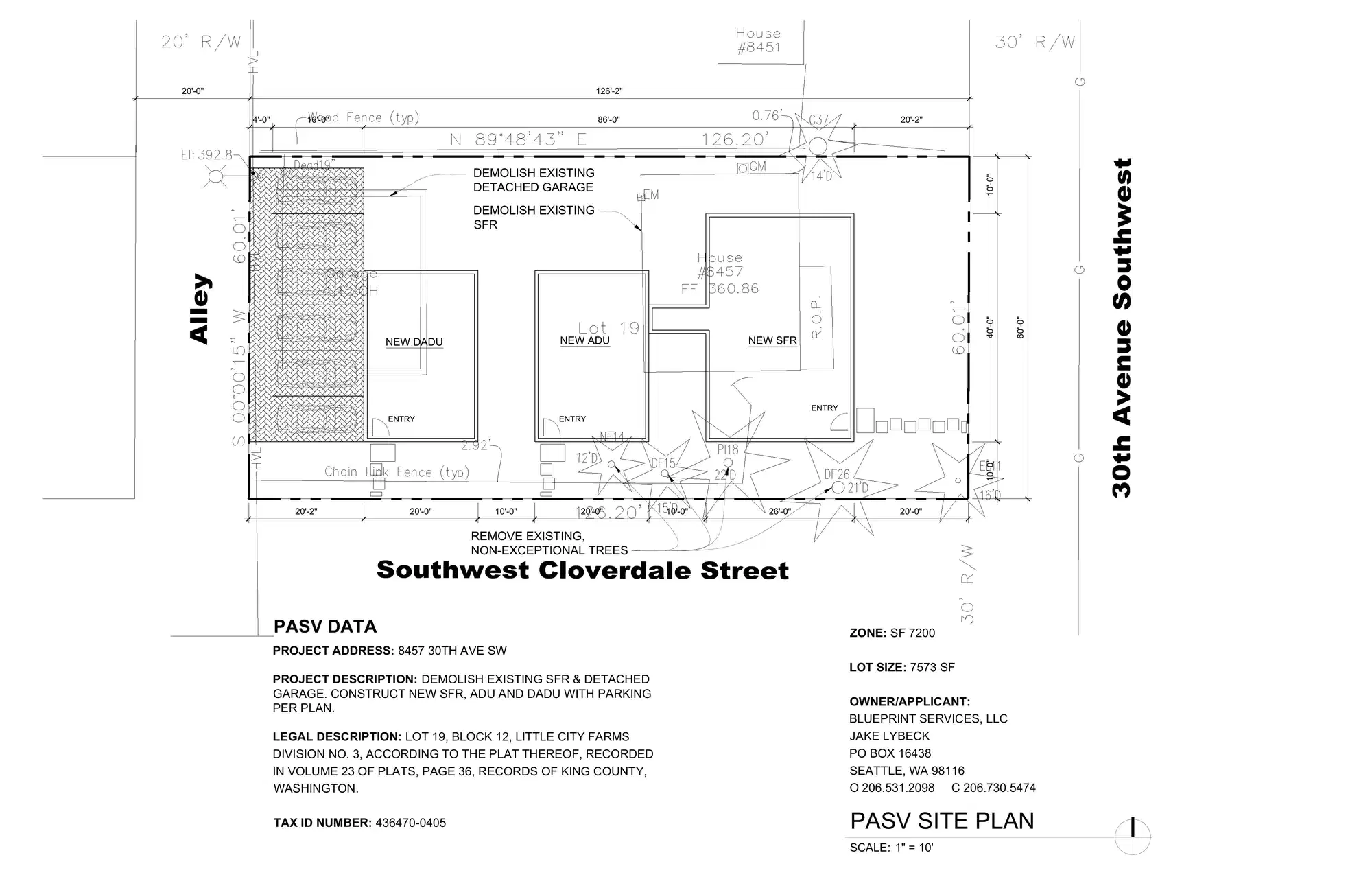 Site plan for 8457 30th Ave SW