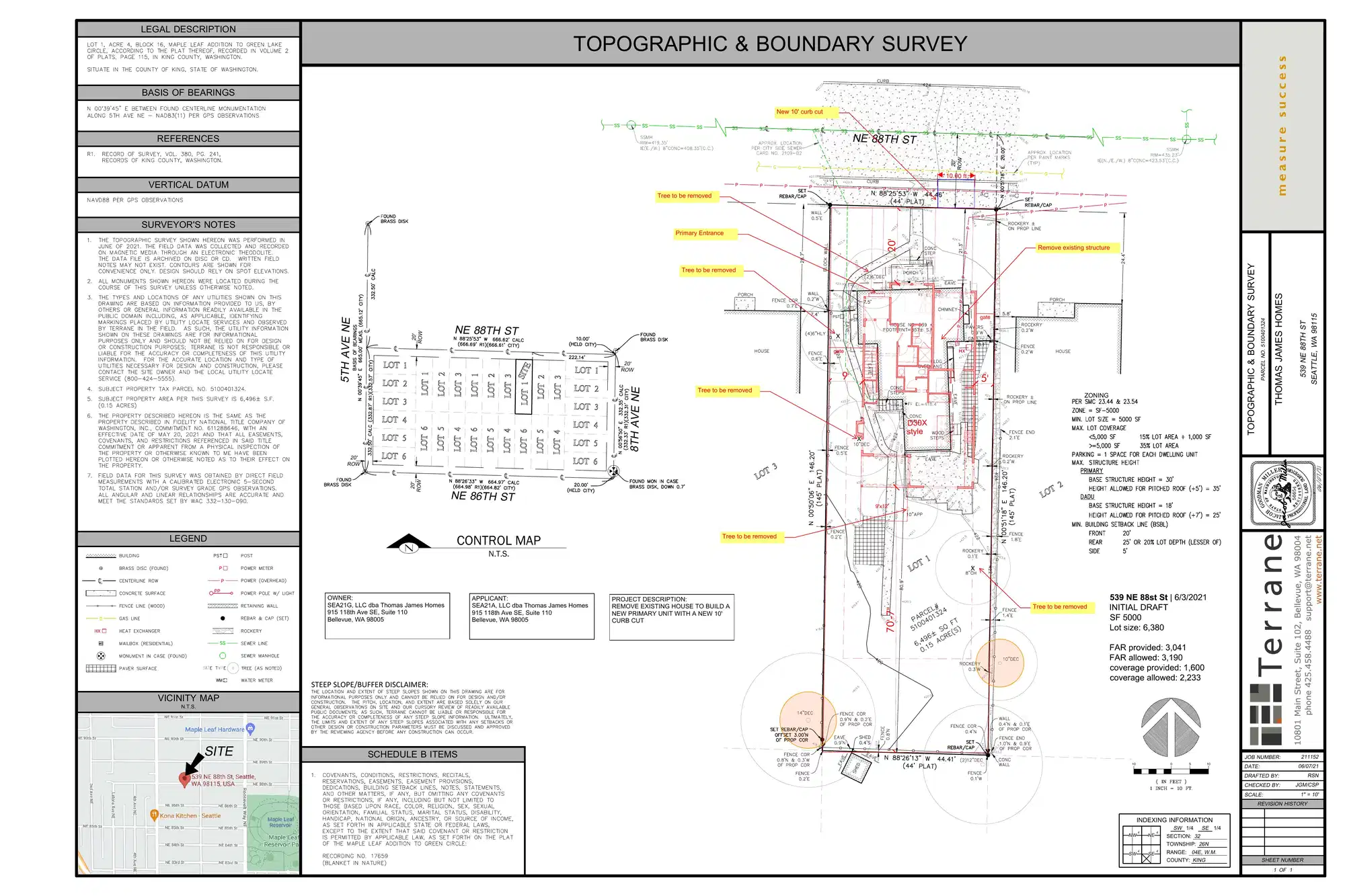 Site plan for 539 NE 88th St