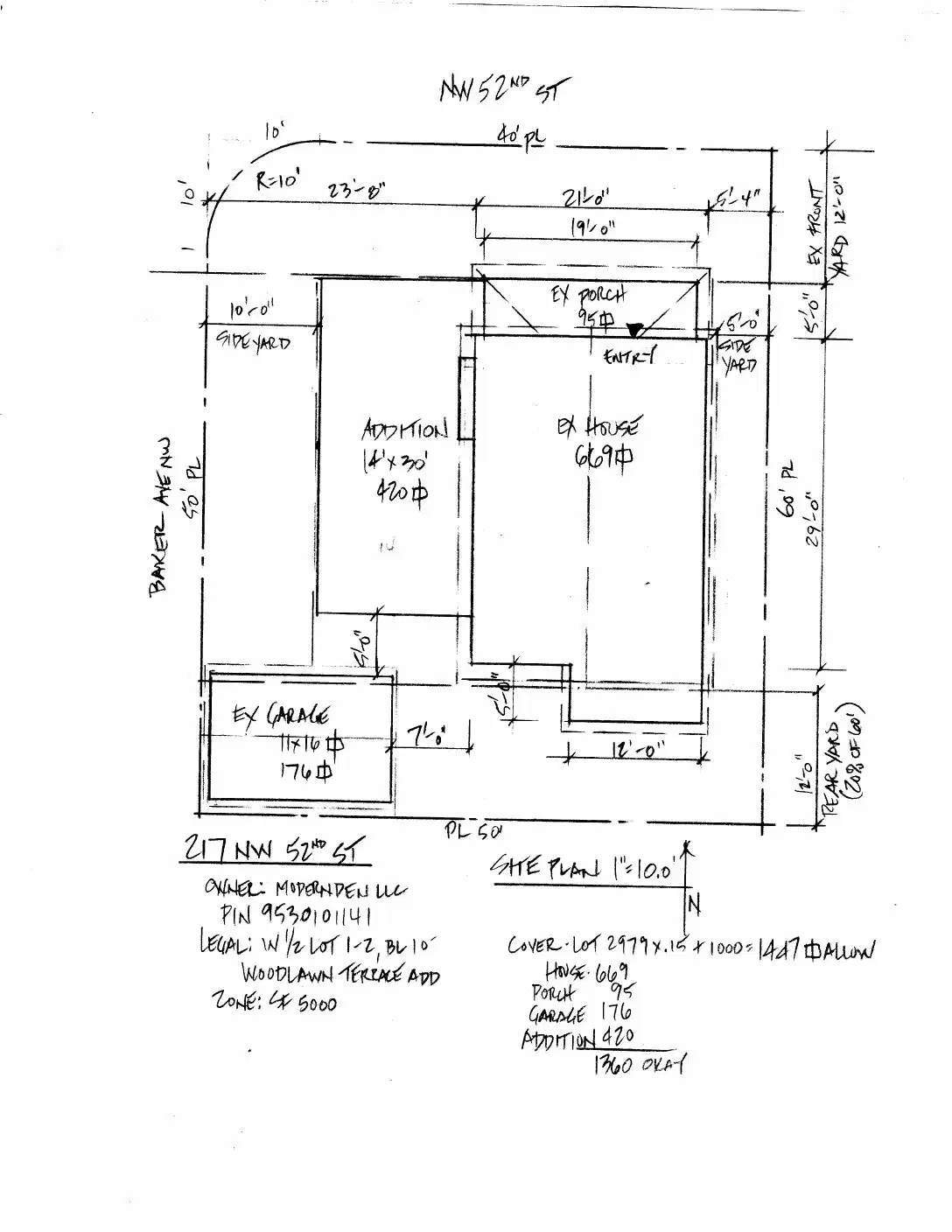 Site plan for 217 NW 52nd St