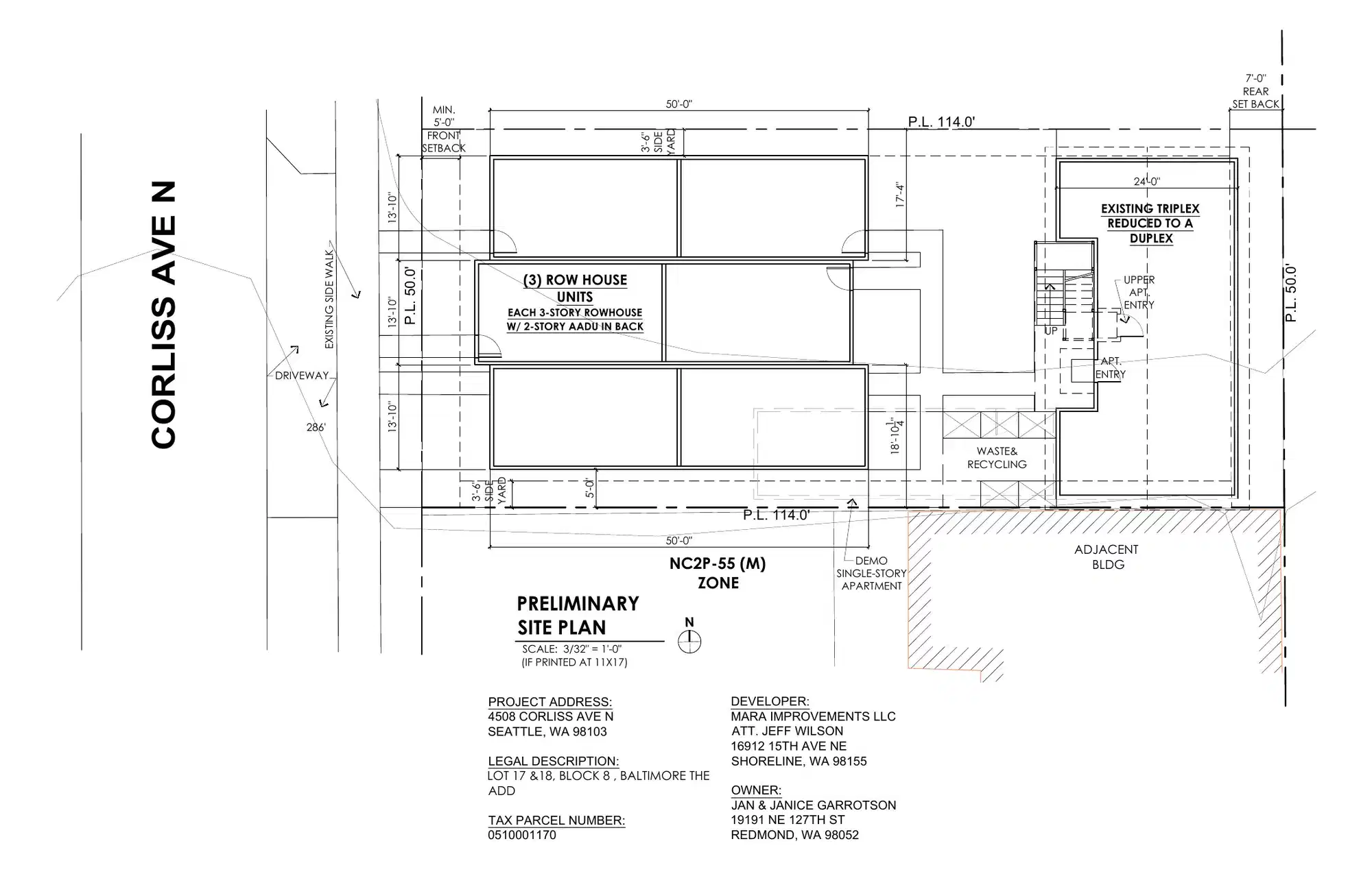 Site plan for 4508 Corliss Ave N