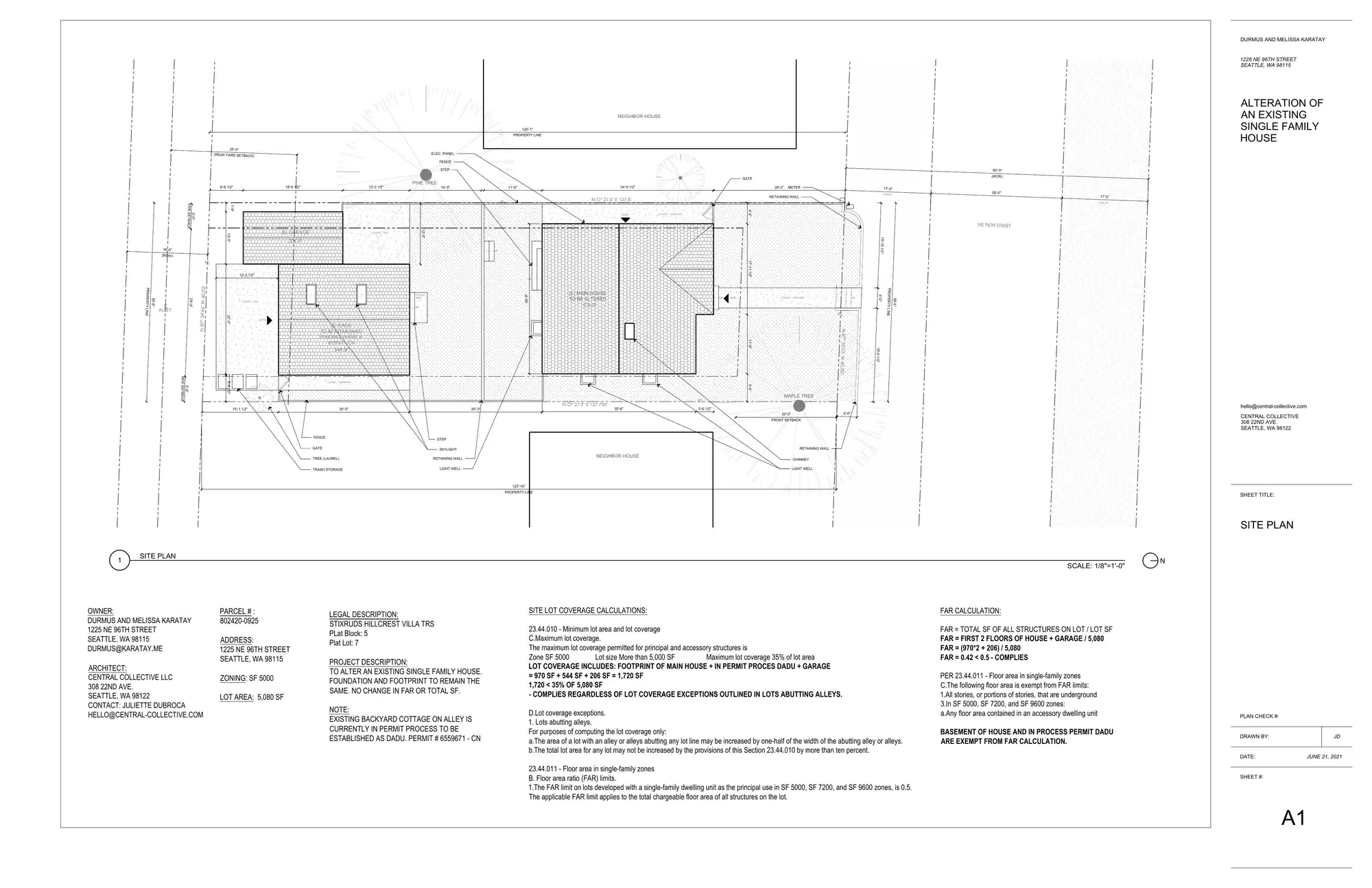 Site plan for 1225 NE 96th St