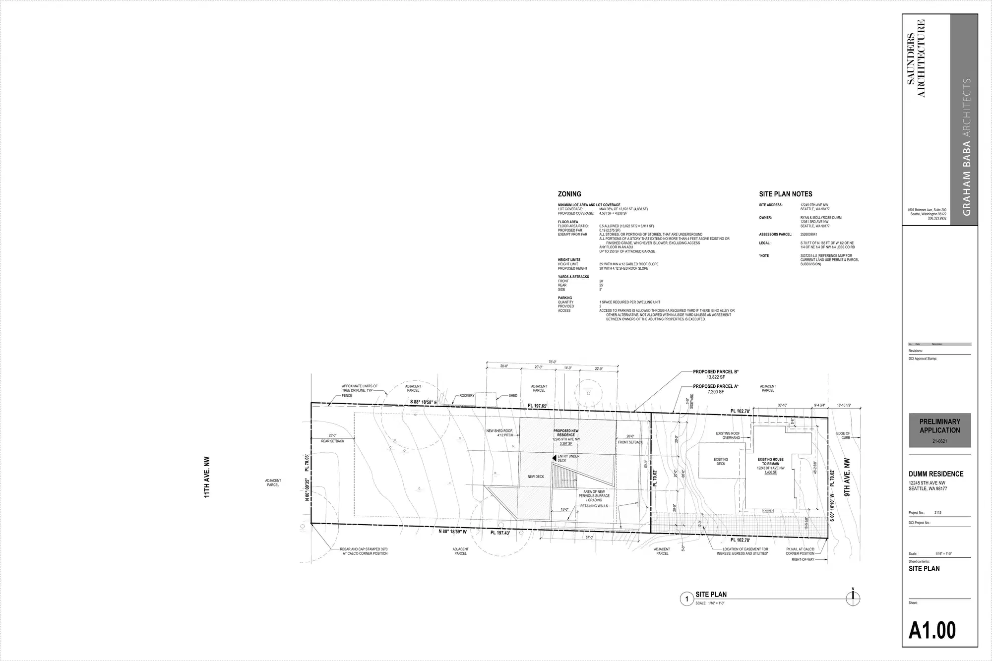 Site plan for 12243 9th Ave NW