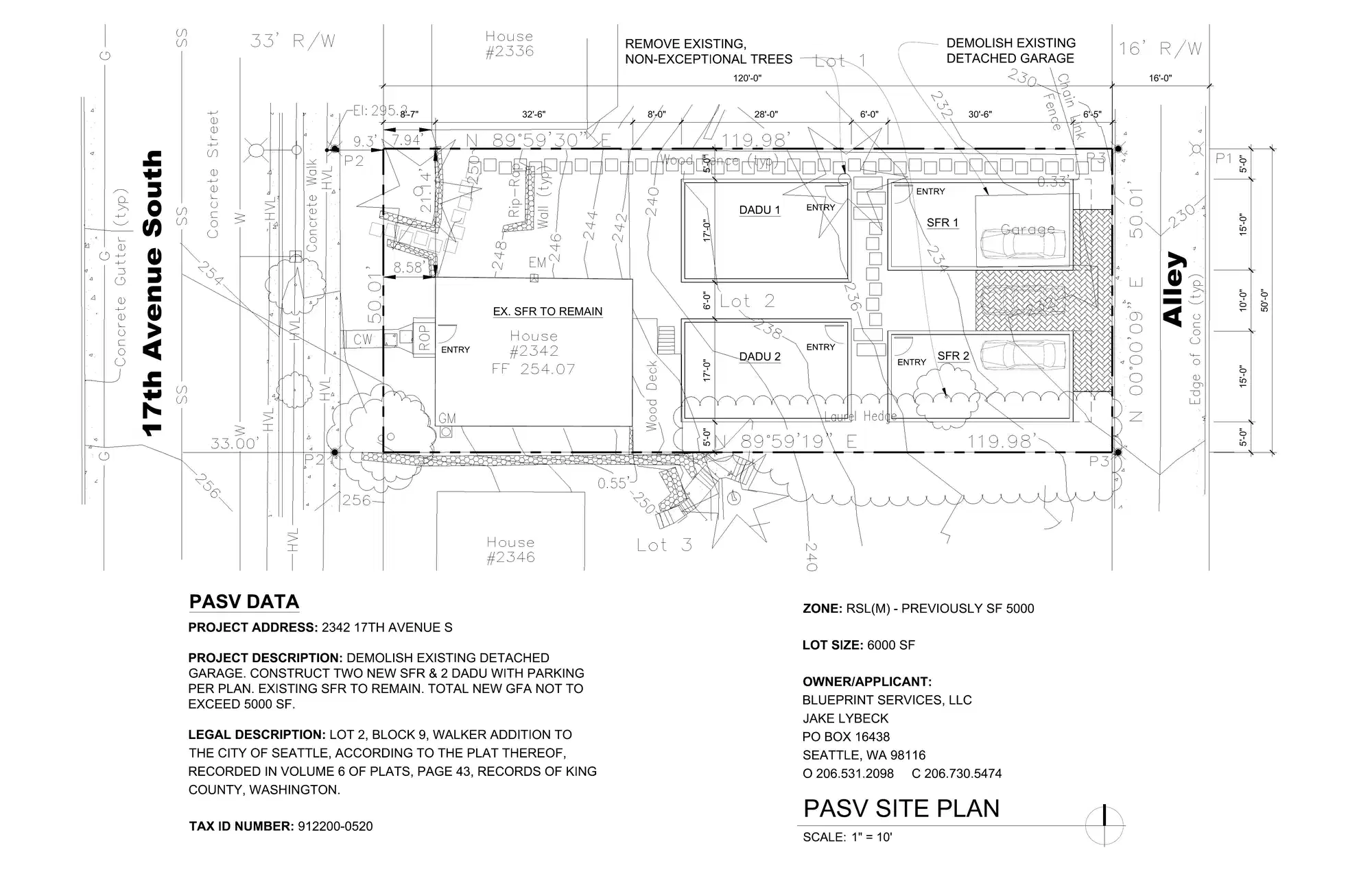 Site plan for 2340 17th Ave S