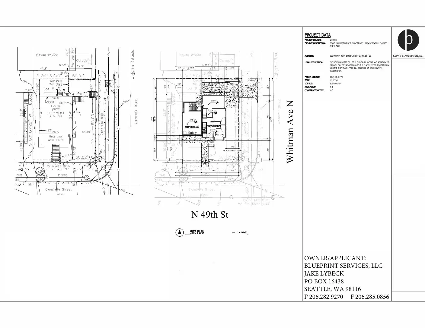 Site plan for 922 N 49th St