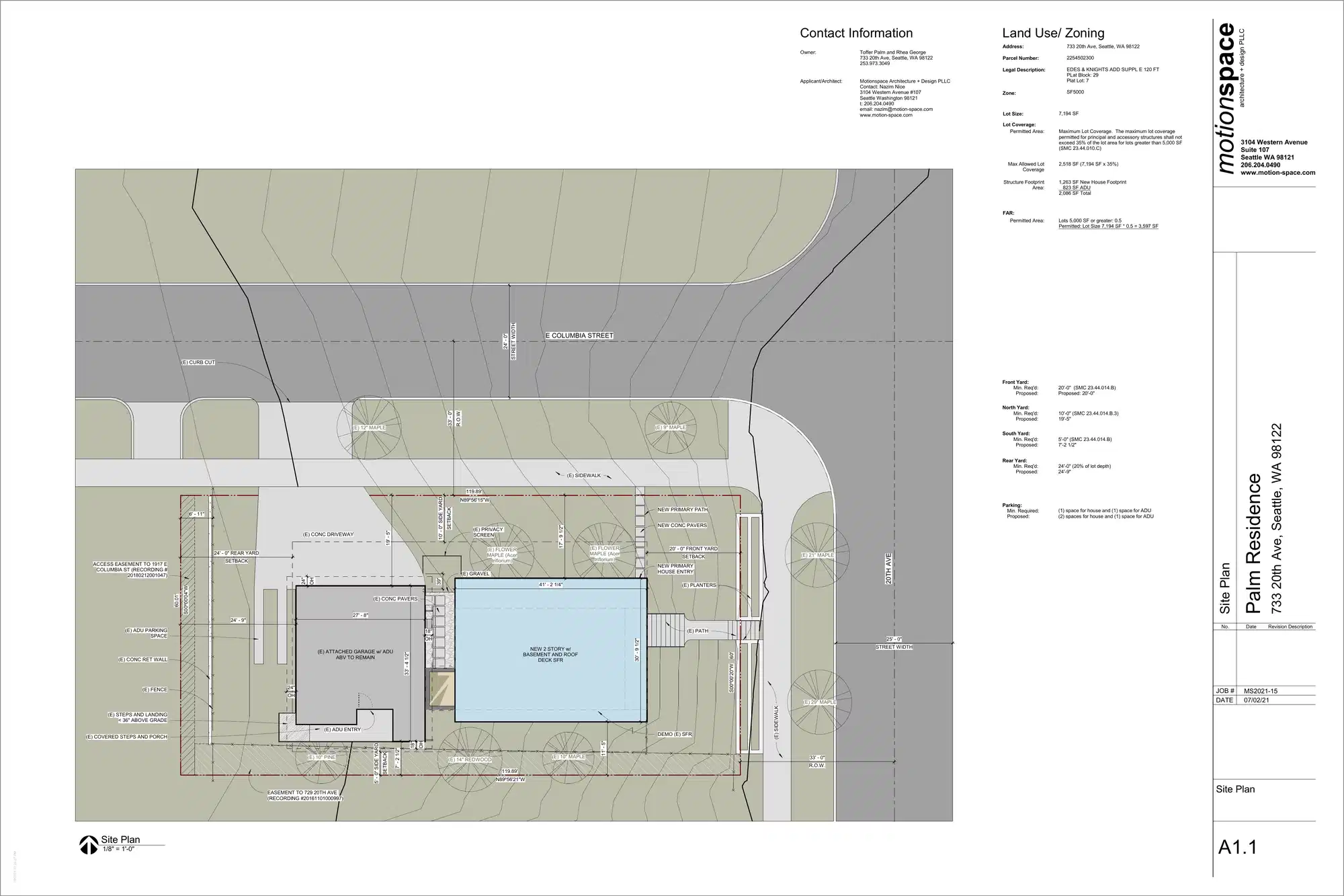 Site plan for 1925 E Columbia St