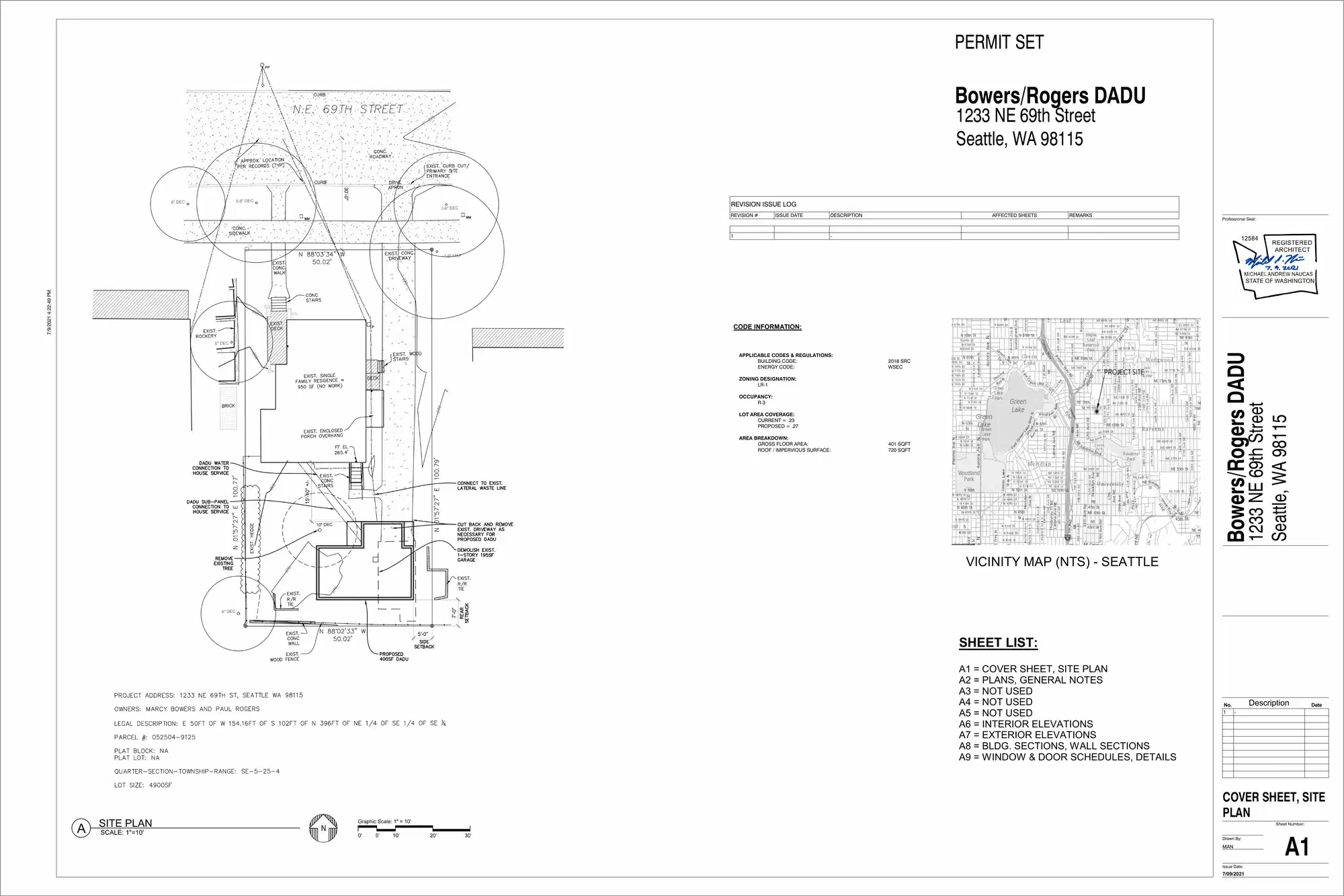 Site plan for 1233 NE 69th St