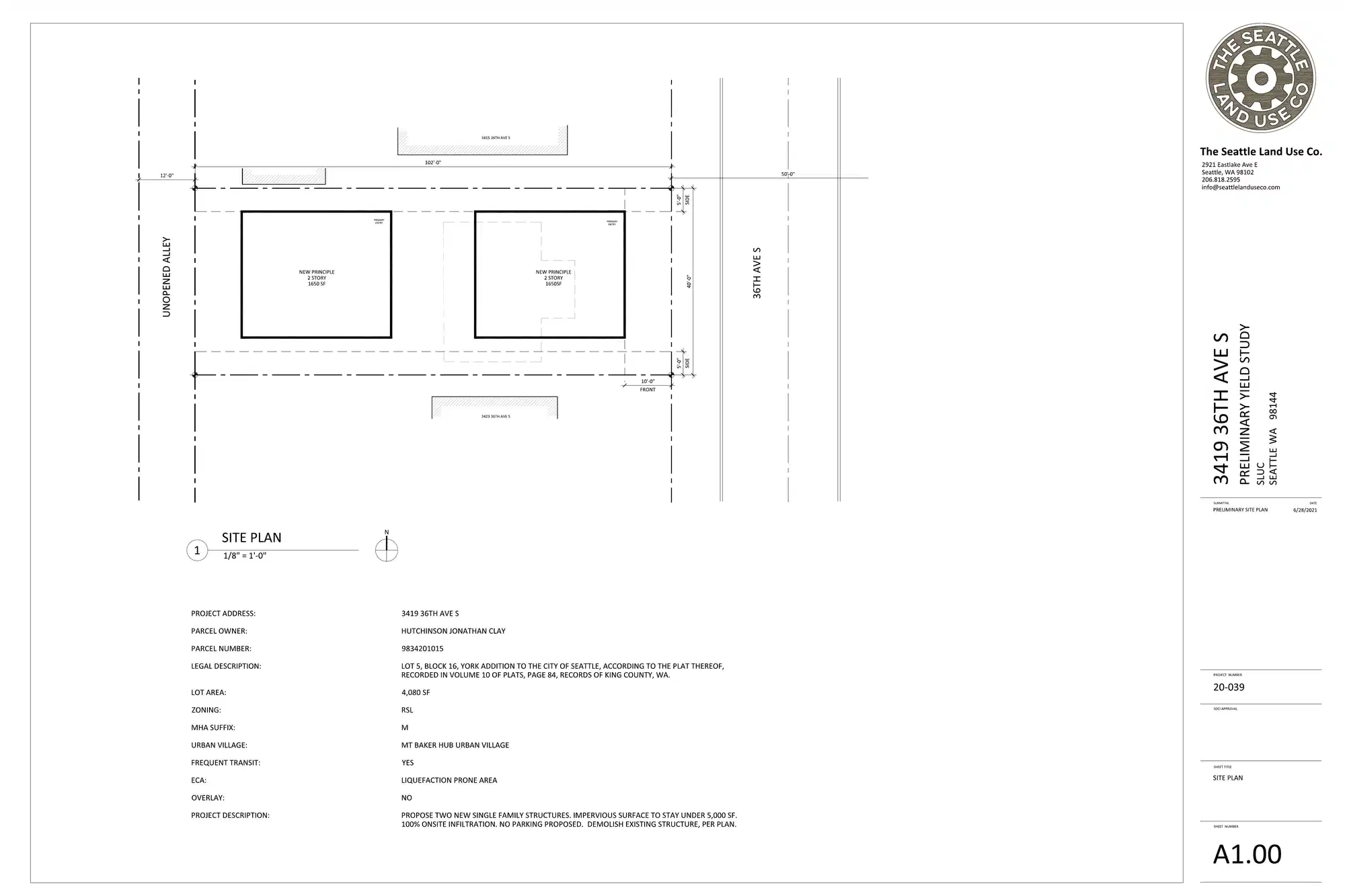 Site plan for 3421 B 36th Ave S