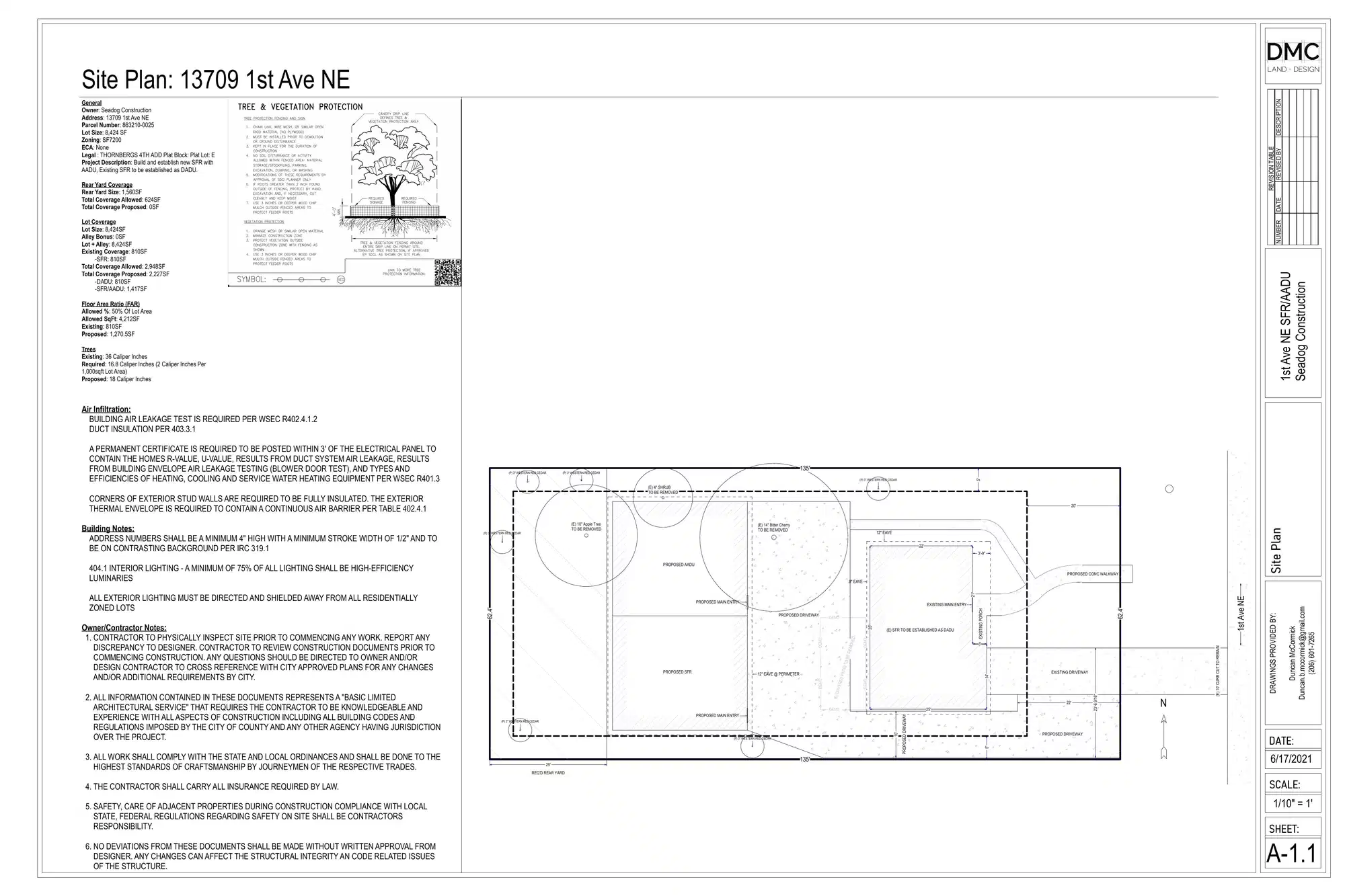 Site plan for 13707 1st Ave NE