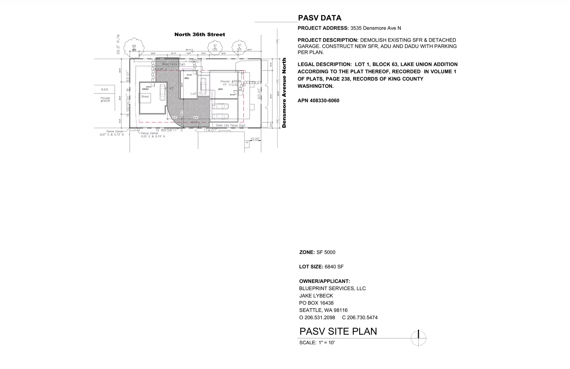 Site plan for 3535 Densmore Ave N