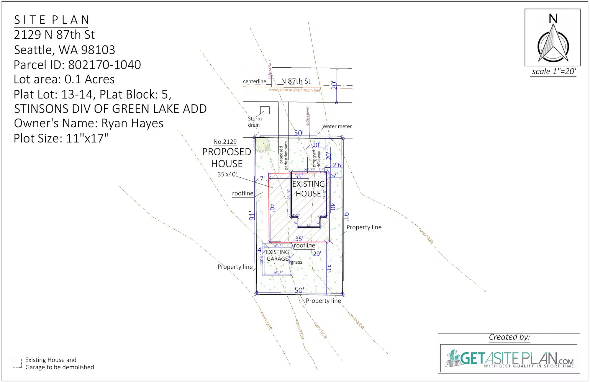 Site plan for 2129 N 87th St