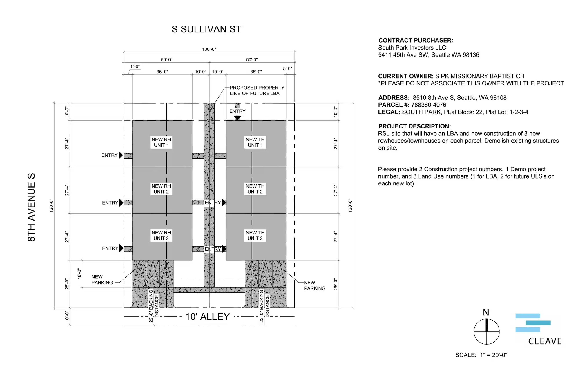 Site plan for 803 S Sullivan St